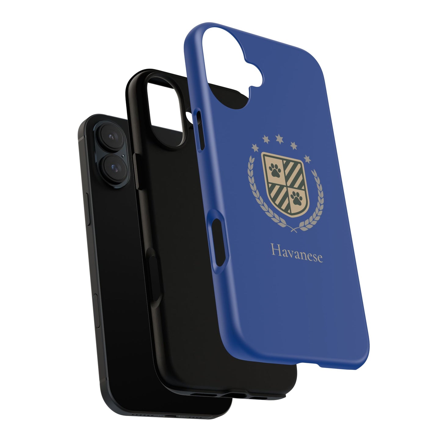 Havanese Crest Tough Phone Case — Durable Blue Protective Cover with Paw Print Shield