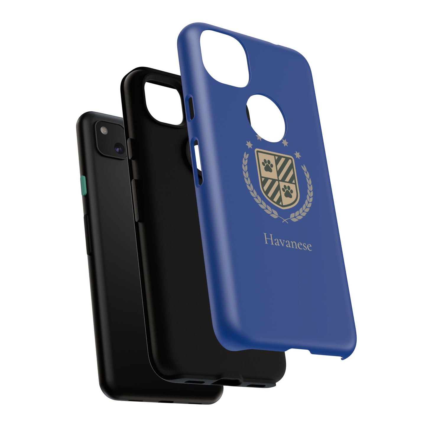 Havanese Crest Tough Phone Case — Durable Blue Protective Cover with Paw Print Shield