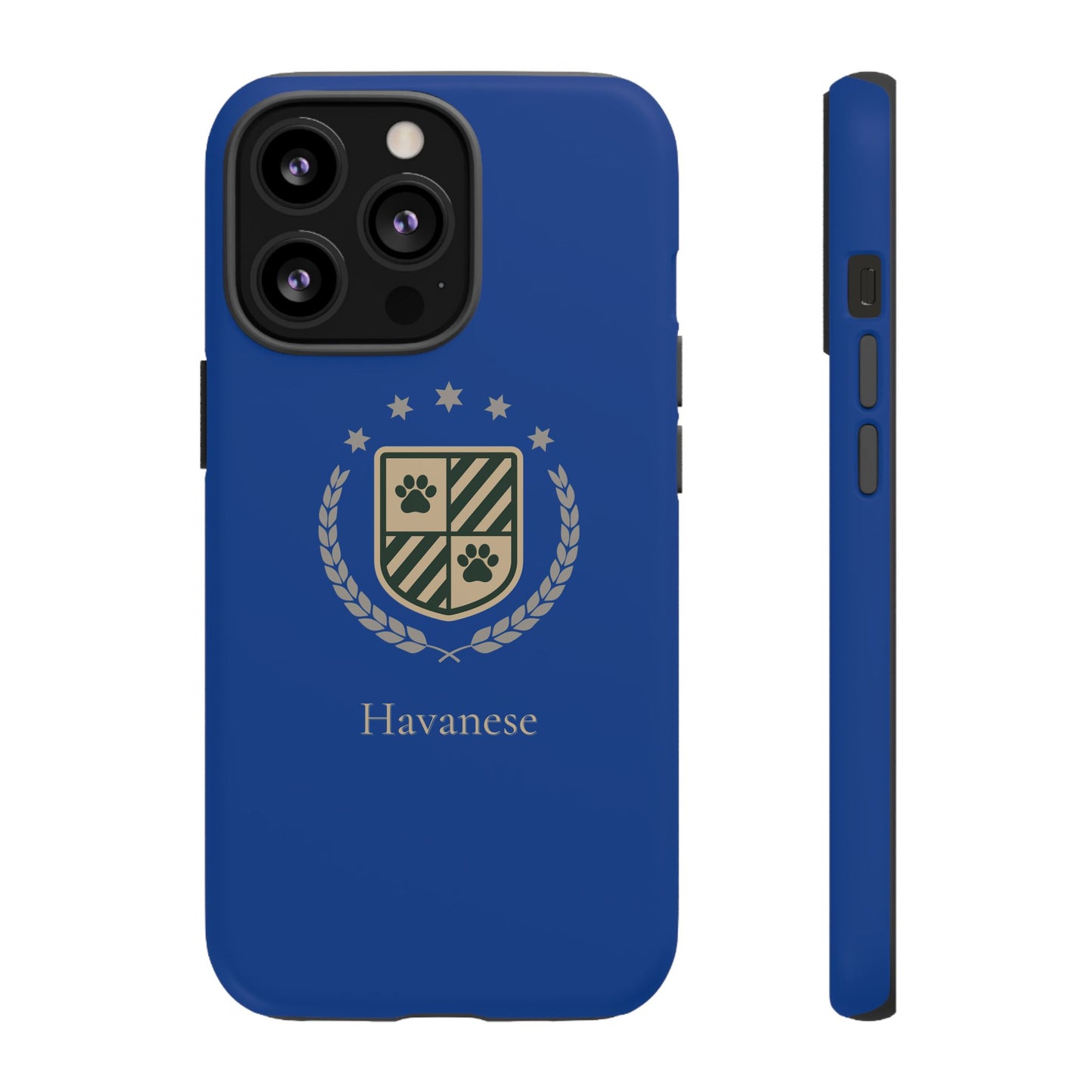 Havanese Crest Tough Phone Case — Durable Blue Protective Cover with Paw Print Shield