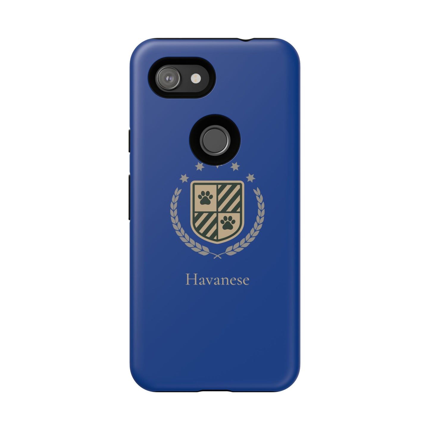 Havanese Crest Tough Phone Case — Durable Blue Protective Cover with Paw Print Shield