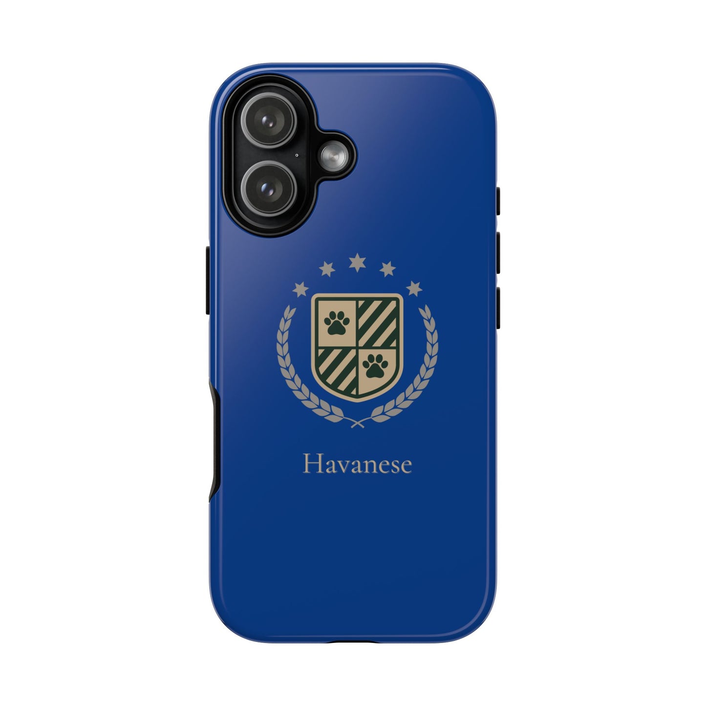 Havanese Crest Tough Phone Case — Durable Blue Protective Cover with Paw Print Shield