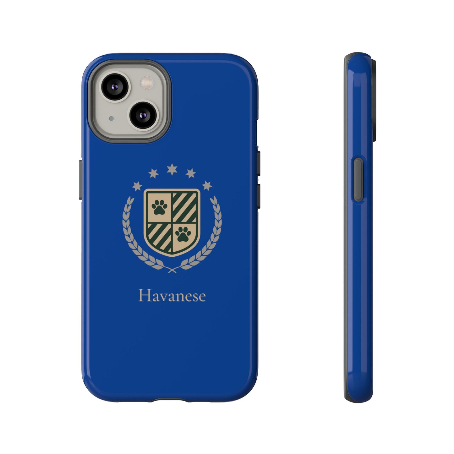 Havanese Crest Tough Phone Case — Durable Blue Protective Cover with Paw Print Shield