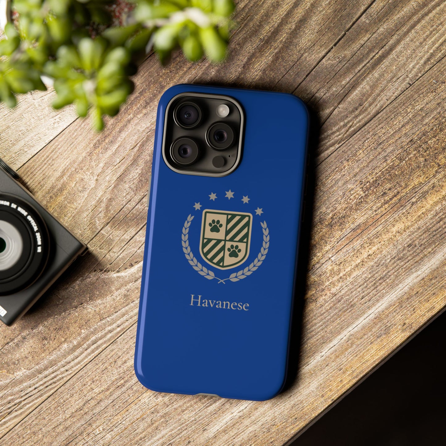 Havanese Crest Tough Phone Case — Durable Blue Protective Cover with Paw Print Shield