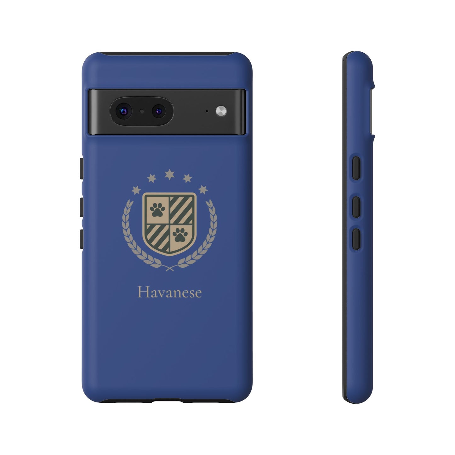 Havanese Crest Tough Phone Case — Durable Blue Protective Cover with Paw Print Shield