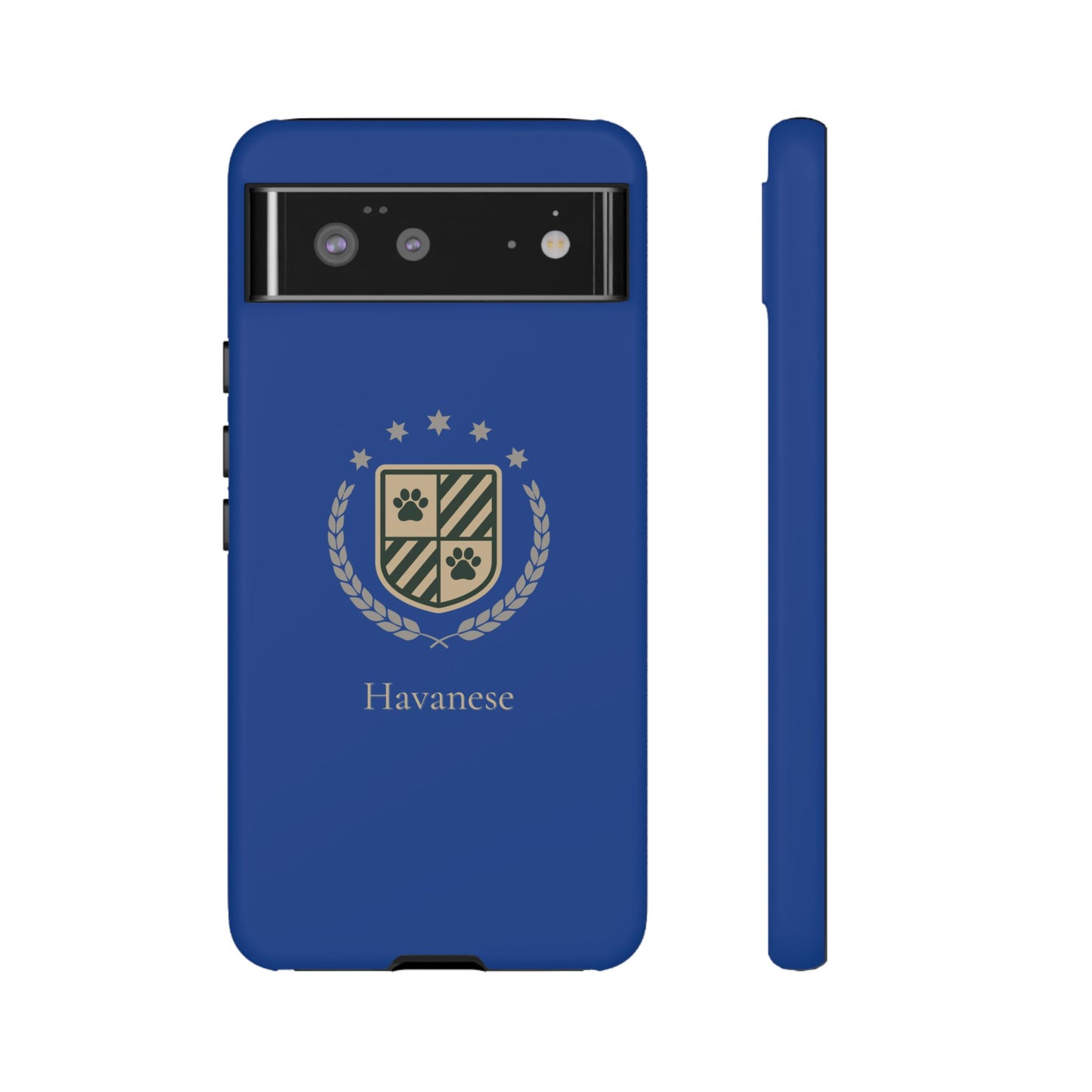 Havanese Crest Tough Phone Case — Durable Blue Protective Cover with Paw Print Shield