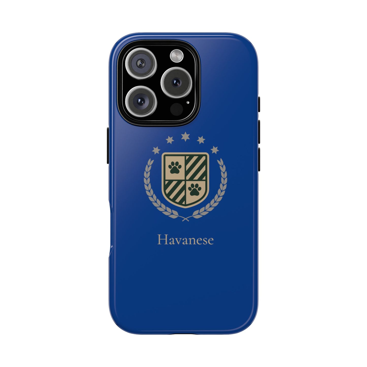 Havanese Crest Tough Phone Case — Durable Blue Protective Cover with Paw Print Shield