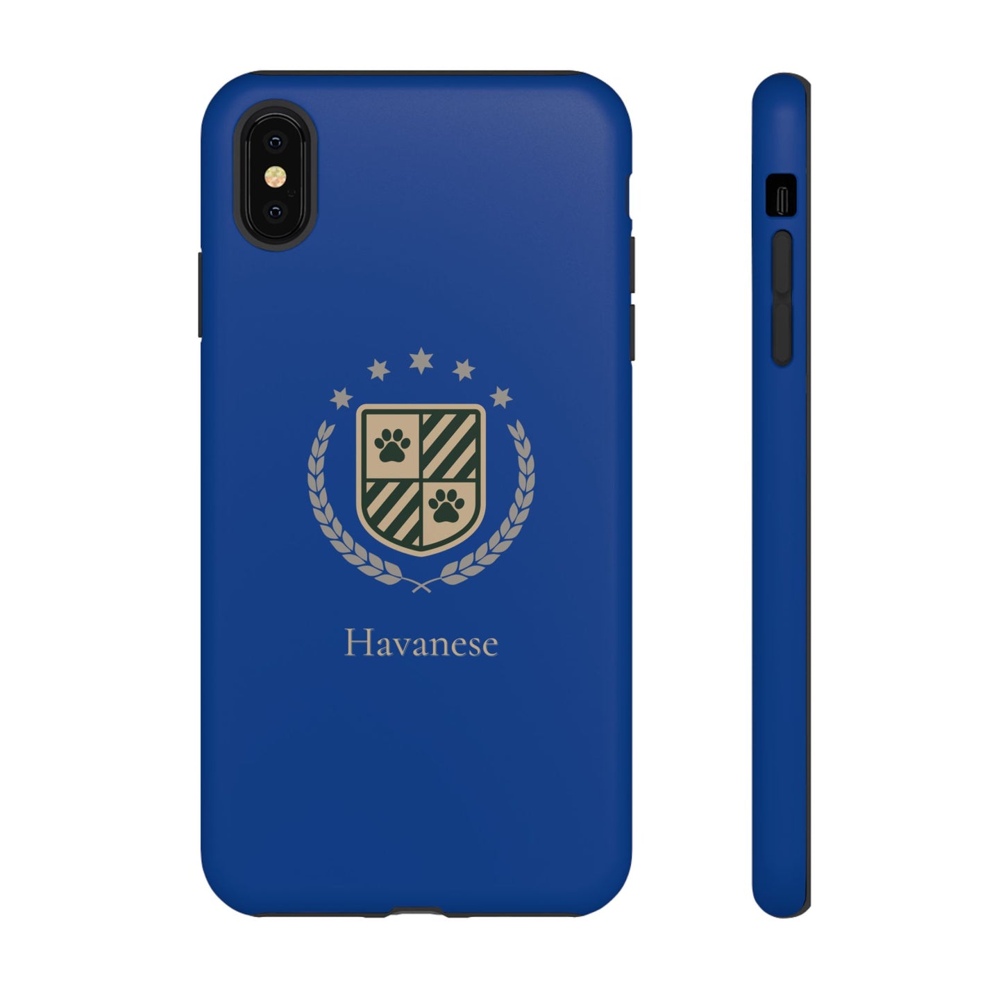 Havanese Crest Tough Phone Case — Durable Blue Protective Cover with Paw Print Shield