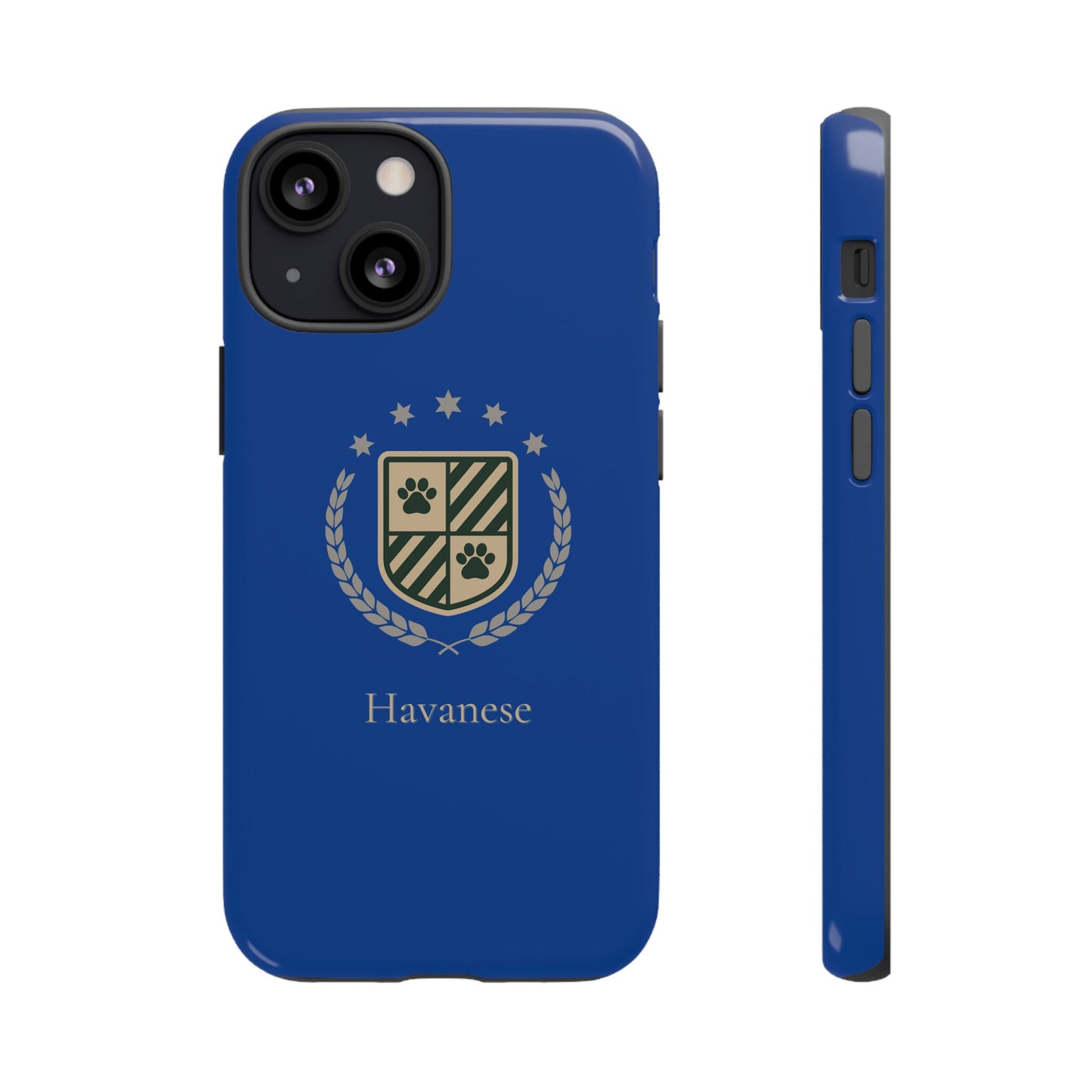 Havanese Crest Tough Phone Case — Durable Blue Protective Cover with Paw Print Shield