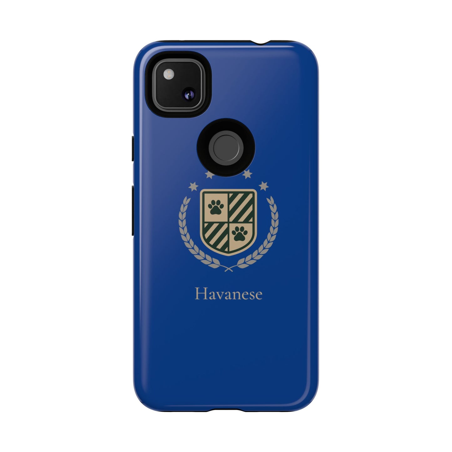 Havanese Crest Tough Phone Case — Durable Blue Protective Cover with Paw Print Shield