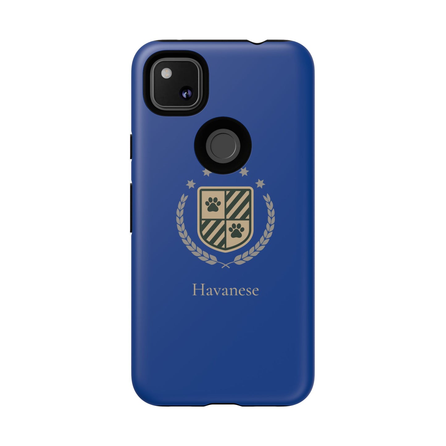 Havanese Crest Tough Phone Case — Durable Blue Protective Cover with Paw Print Shield