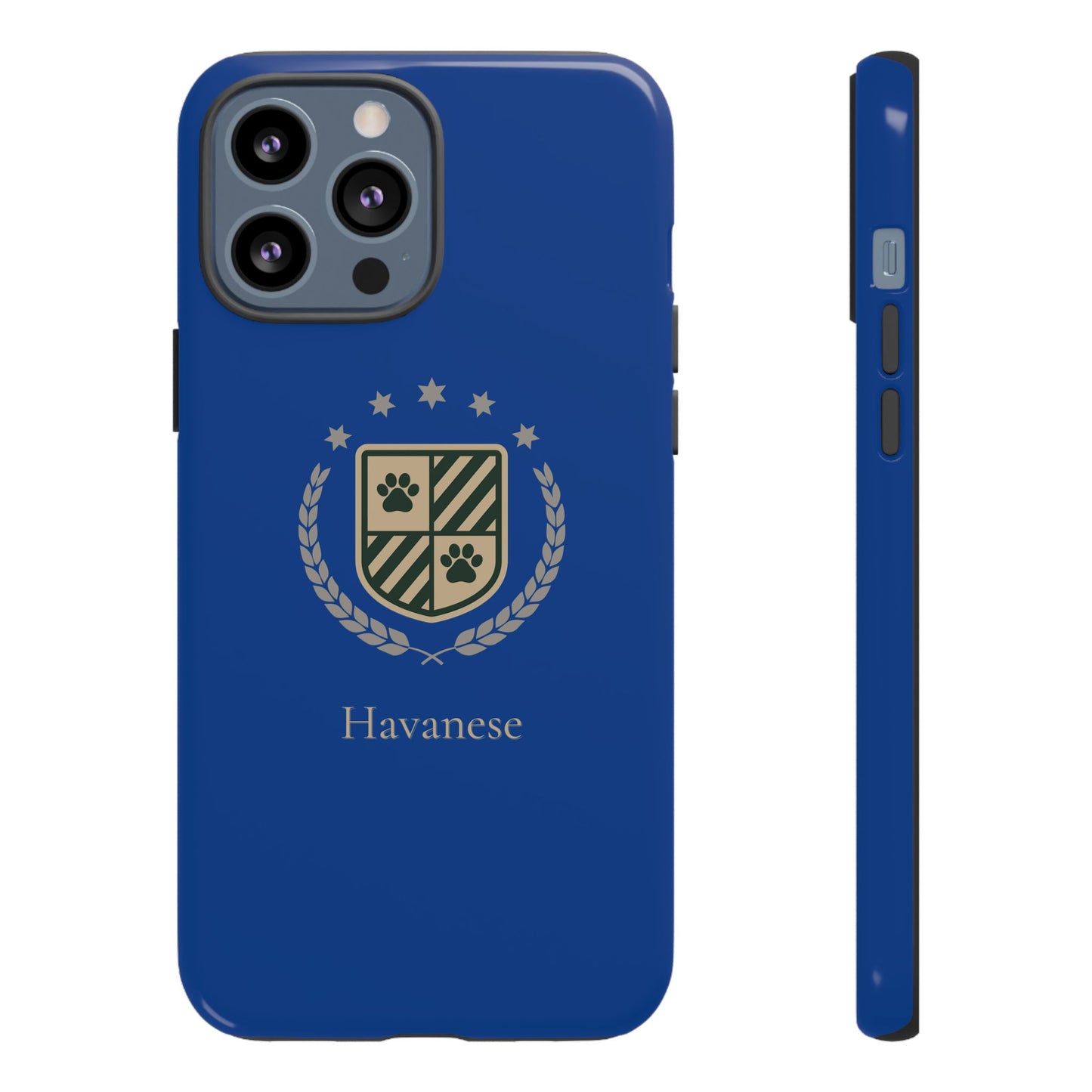 Havanese Crest Tough Phone Case — Durable Blue Protective Cover with Paw Print Shield