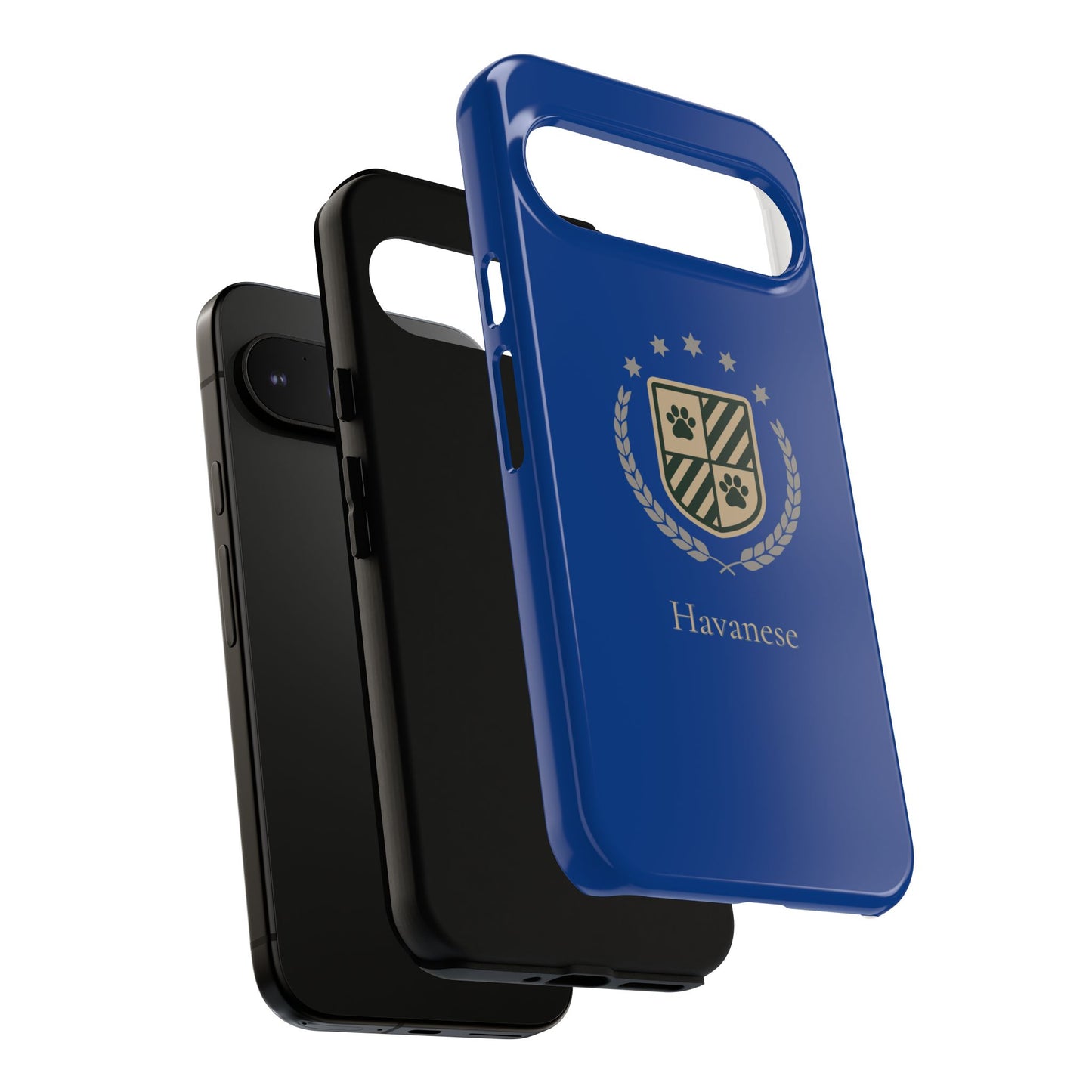 Havanese Crest Tough Phone Case — Durable Blue Protective Cover with Paw Print Shield
