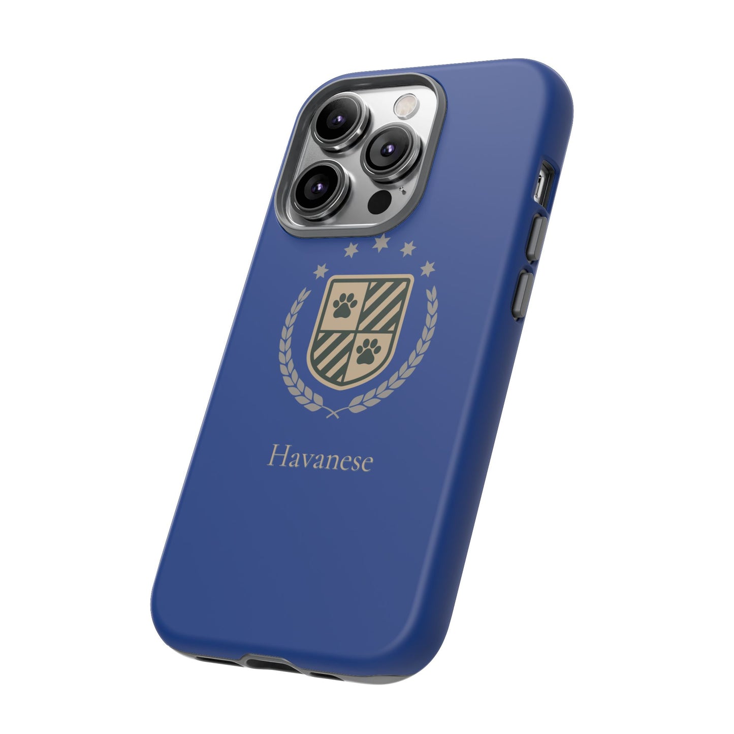 Havanese Crest Tough Phone Case — Durable Blue Protective Cover with Paw Print Shield