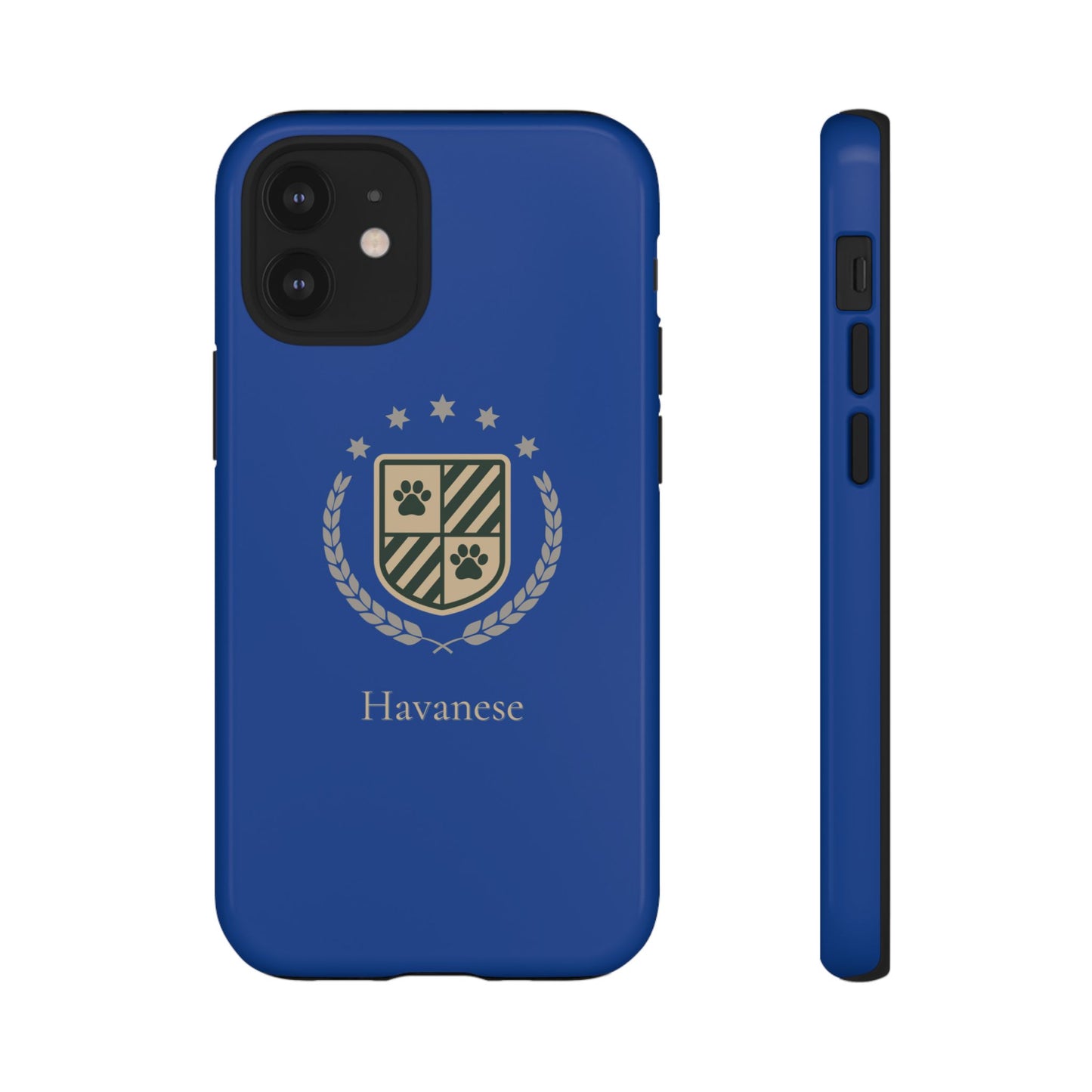 Havanese Crest Tough Phone Case — Durable Blue Protective Cover with Paw Print Shield