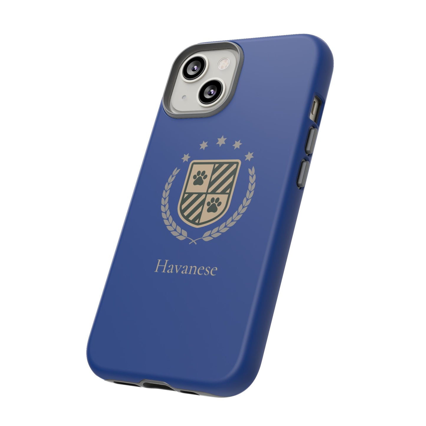 Havanese Crest Tough Phone Case — Durable Blue Protective Cover with Paw Print Shield