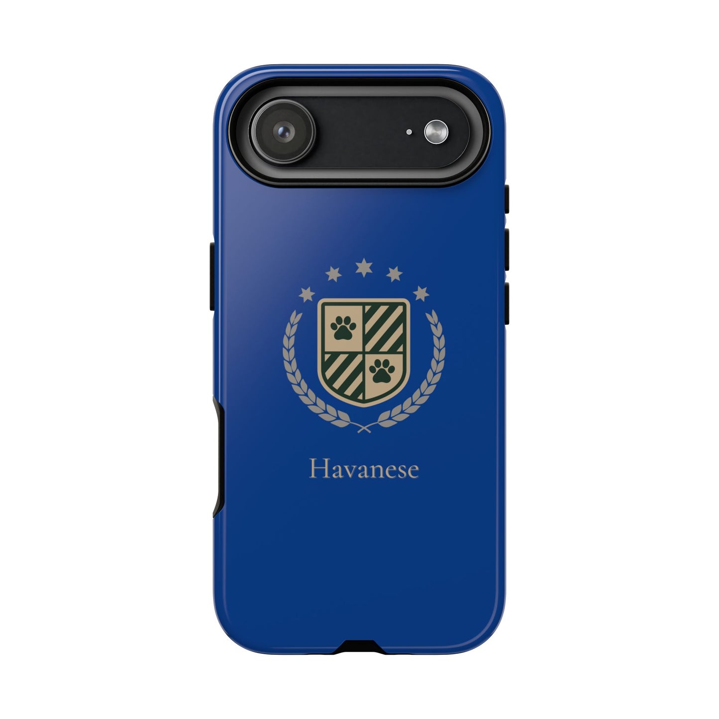 Havanese Crest Tough Phone Case — Durable Blue Protective Cover with Paw Print Shield