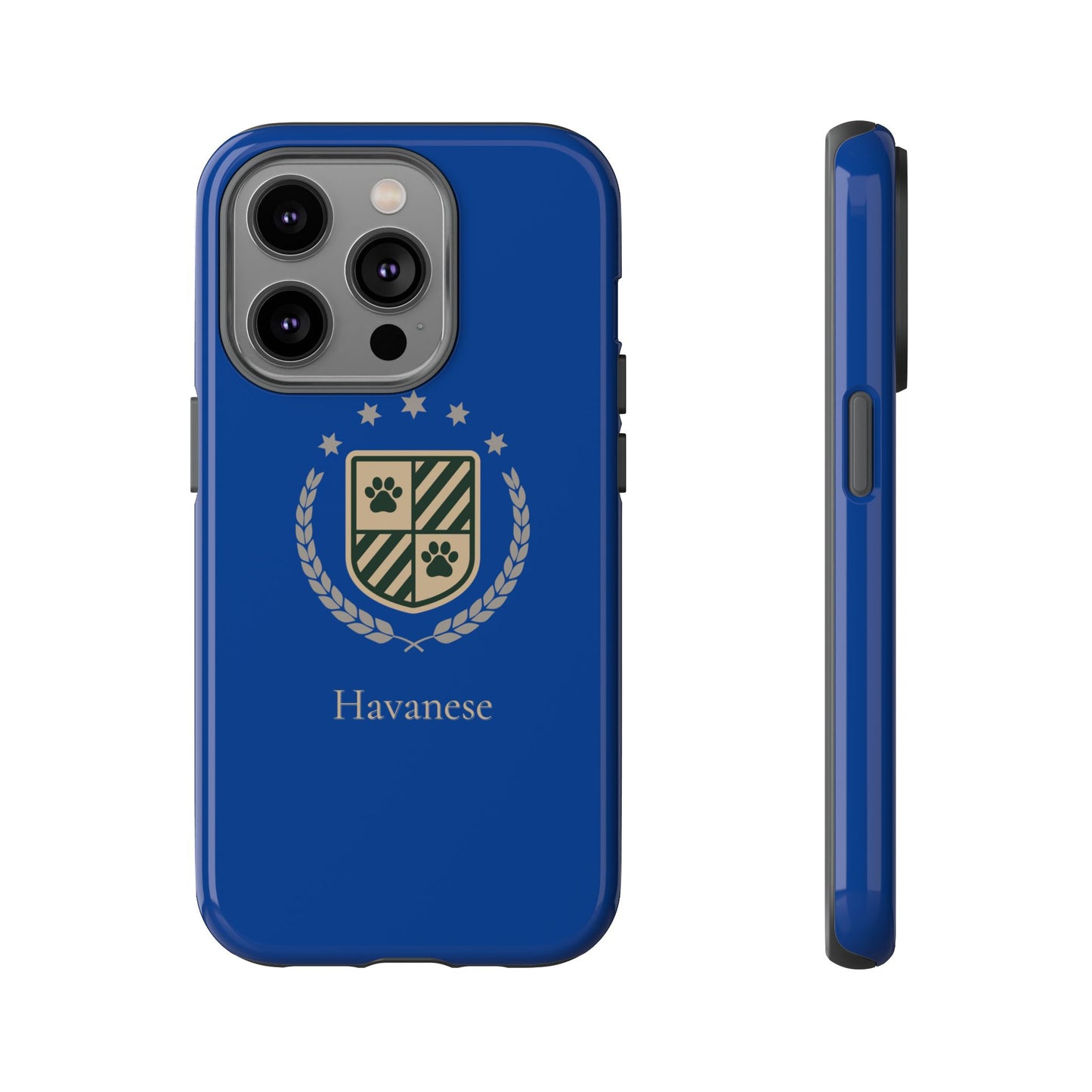 Havanese Crest Tough Phone Case — Durable Blue Protective Cover with Paw Print Shield