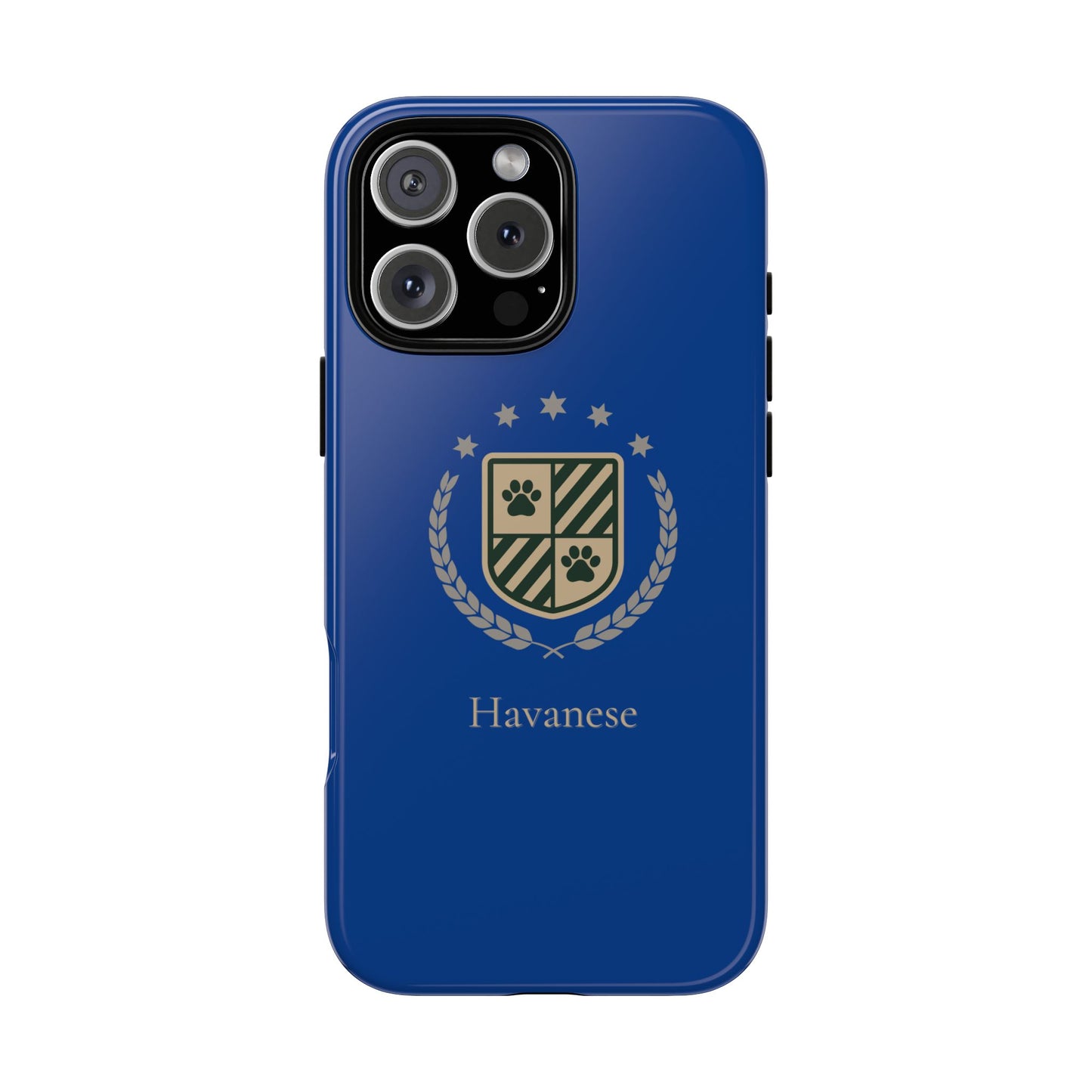 Havanese Crest Tough Phone Case — Durable Blue Protective Cover with Paw Print Shield
