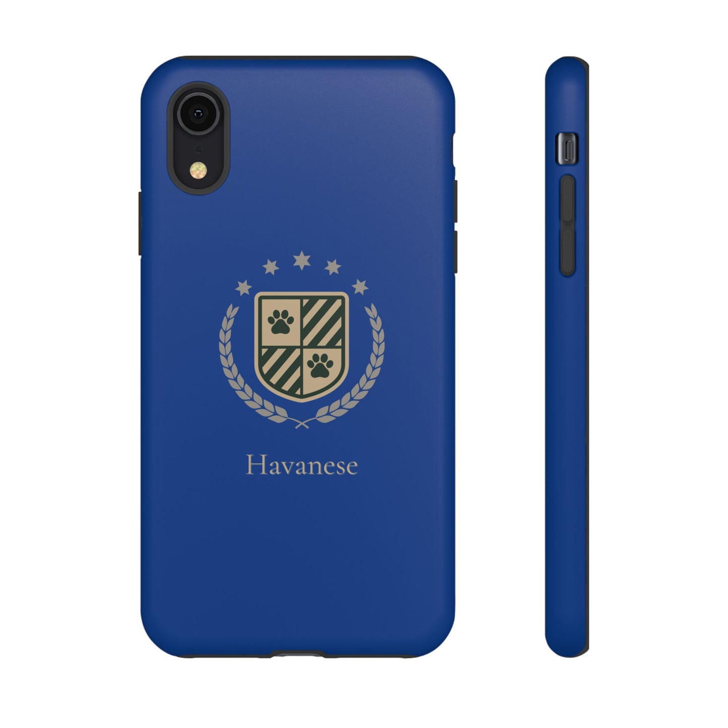 Havanese Crest Tough Phone Case — Durable Blue Protective Cover with Paw Print Shield