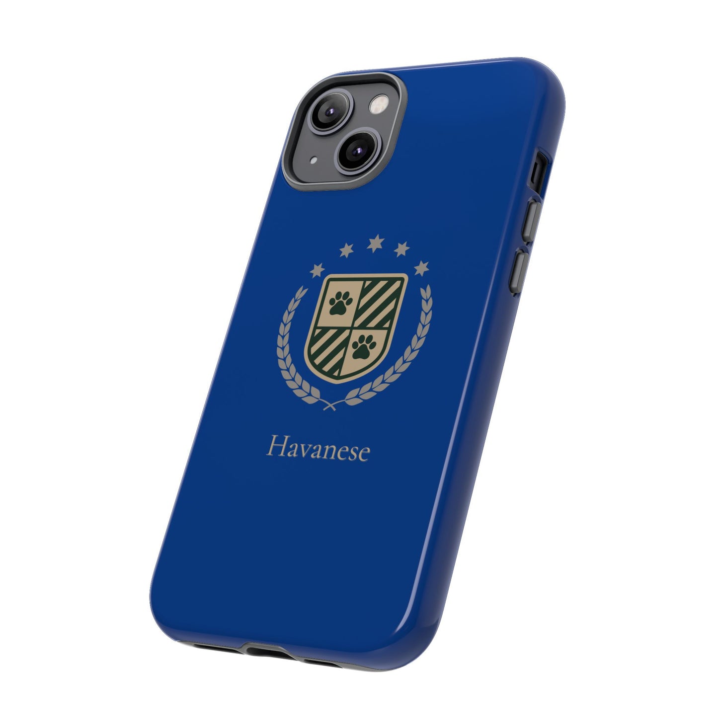 Havanese Crest Tough Phone Case — Durable Blue Protective Cover with Paw Print Shield