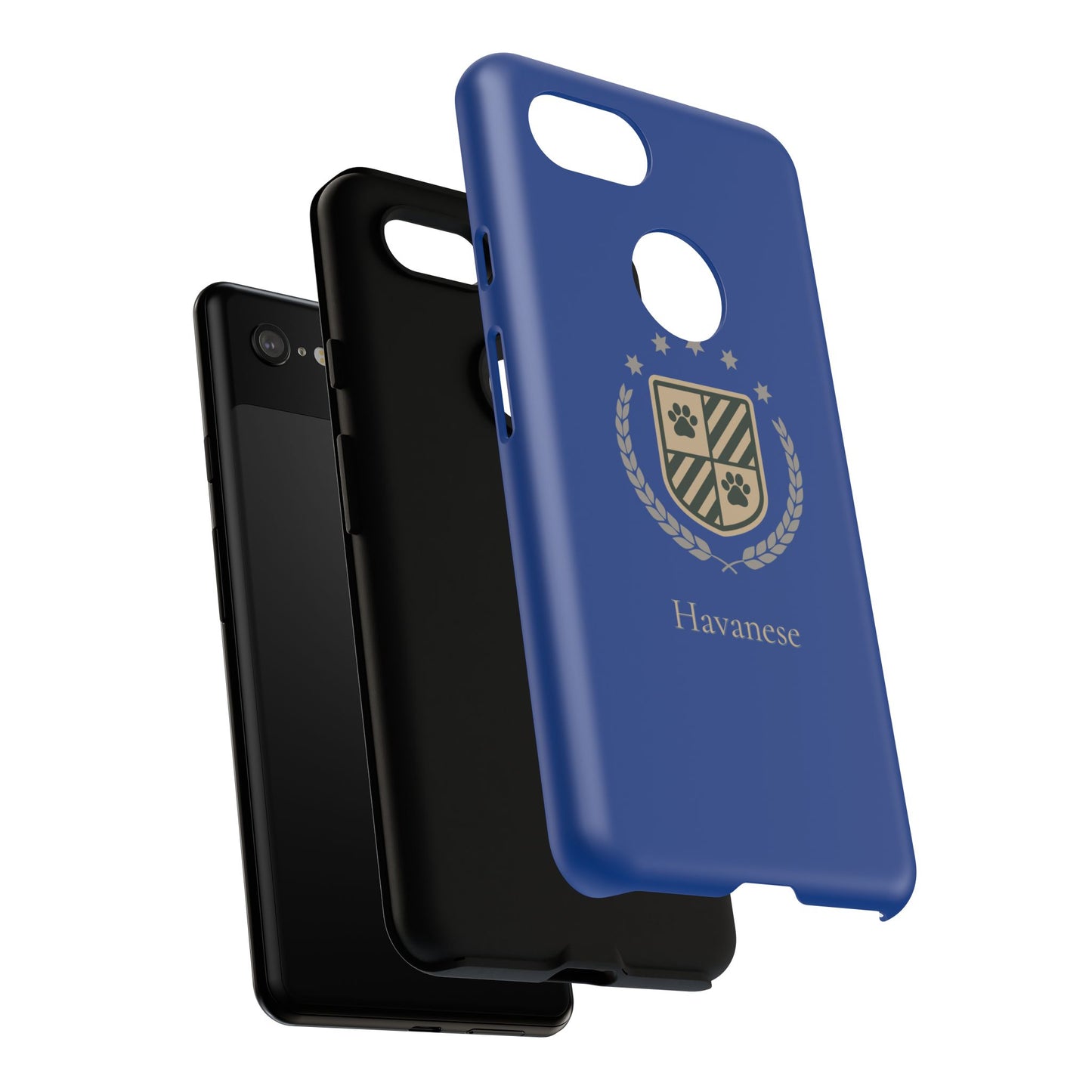 Havanese Crest Tough Phone Case — Durable Blue Protective Cover with Paw Print Shield