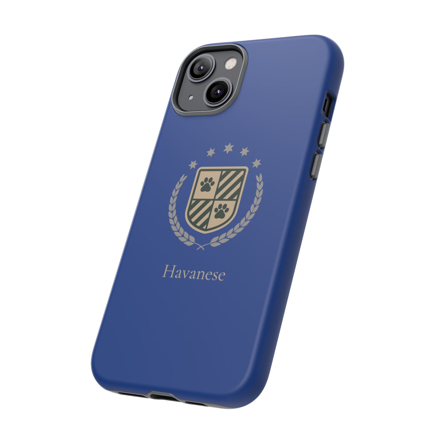 Havanese Crest Tough Phone Case — Durable Blue Protective Cover with Paw Print Shield