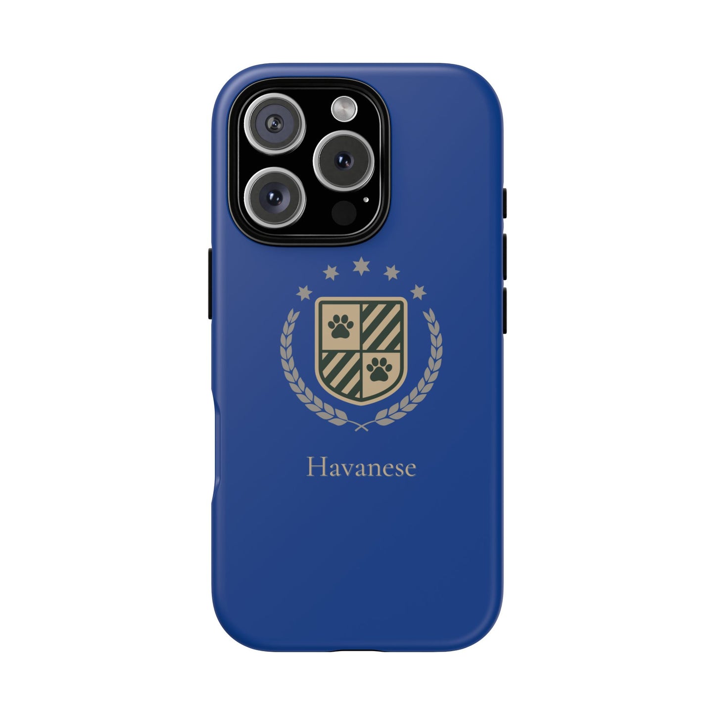 Havanese Crest Tough Phone Case — Durable Blue Protective Cover with Paw Print Shield