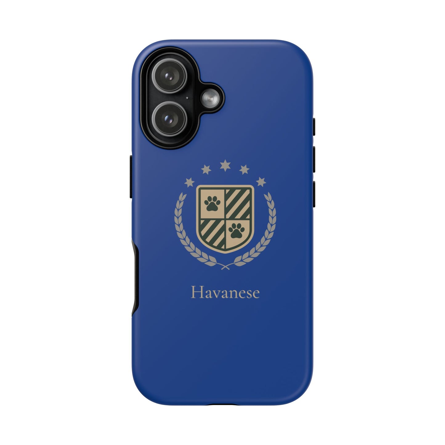 Havanese Crest Tough Phone Case — Durable Blue Protective Cover with Paw Print Shield