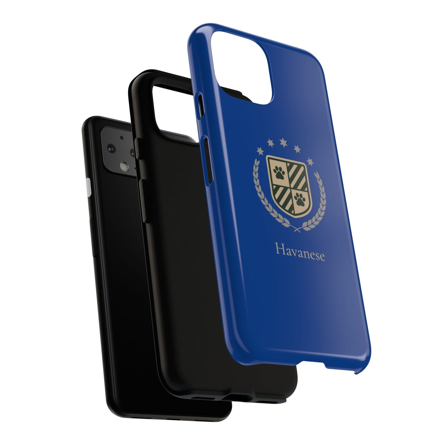 Havanese Crest Tough Phone Case — Durable Blue Protective Cover with Paw Print Shield