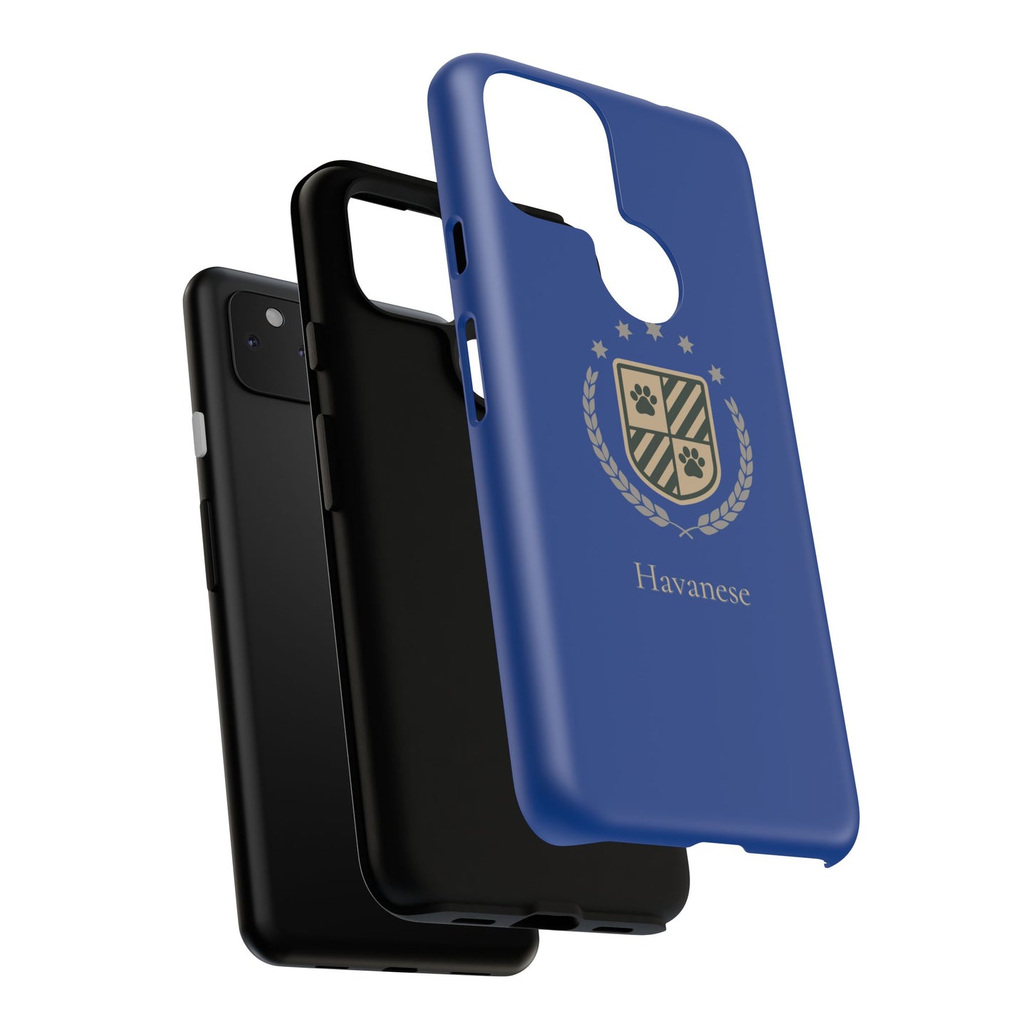 Havanese Crest Tough Phone Case — Durable Blue Protective Cover with Paw Print Shield