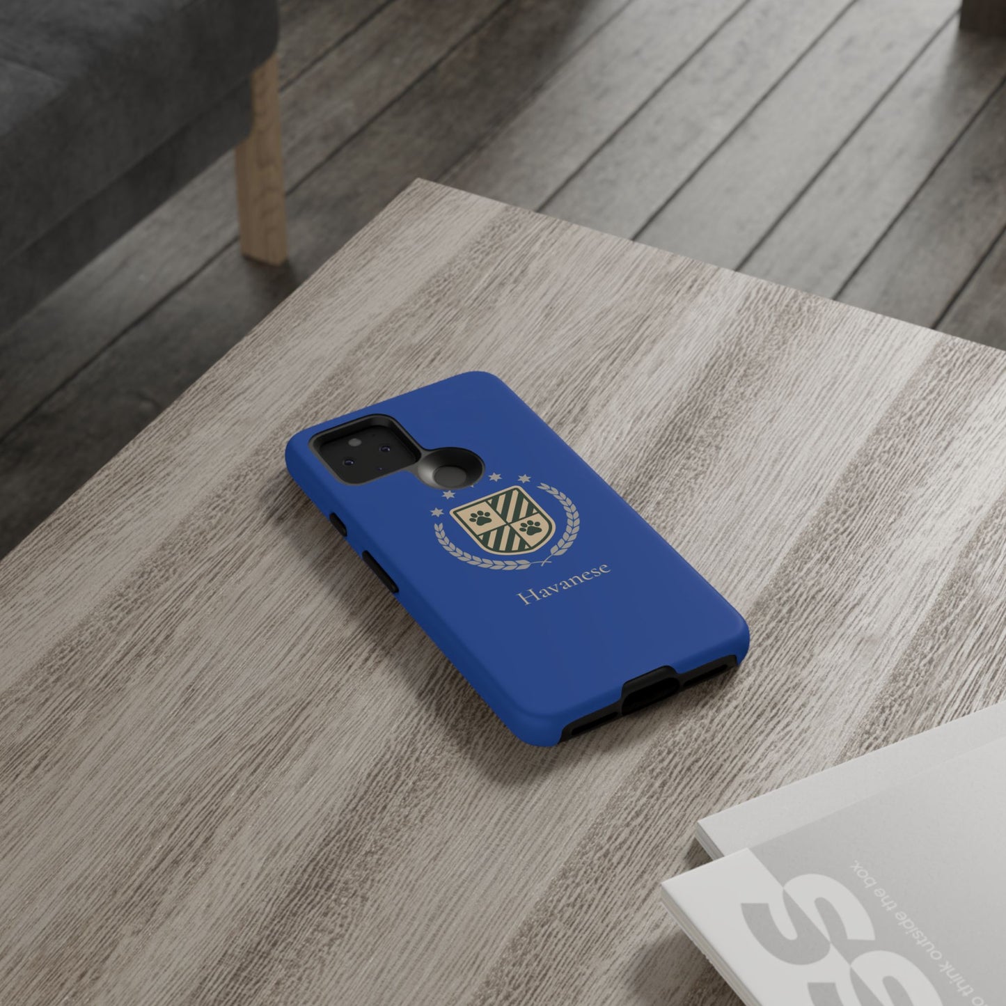 Havanese Crest Tough Phone Case — Durable Blue Protective Cover with Paw Print Shield