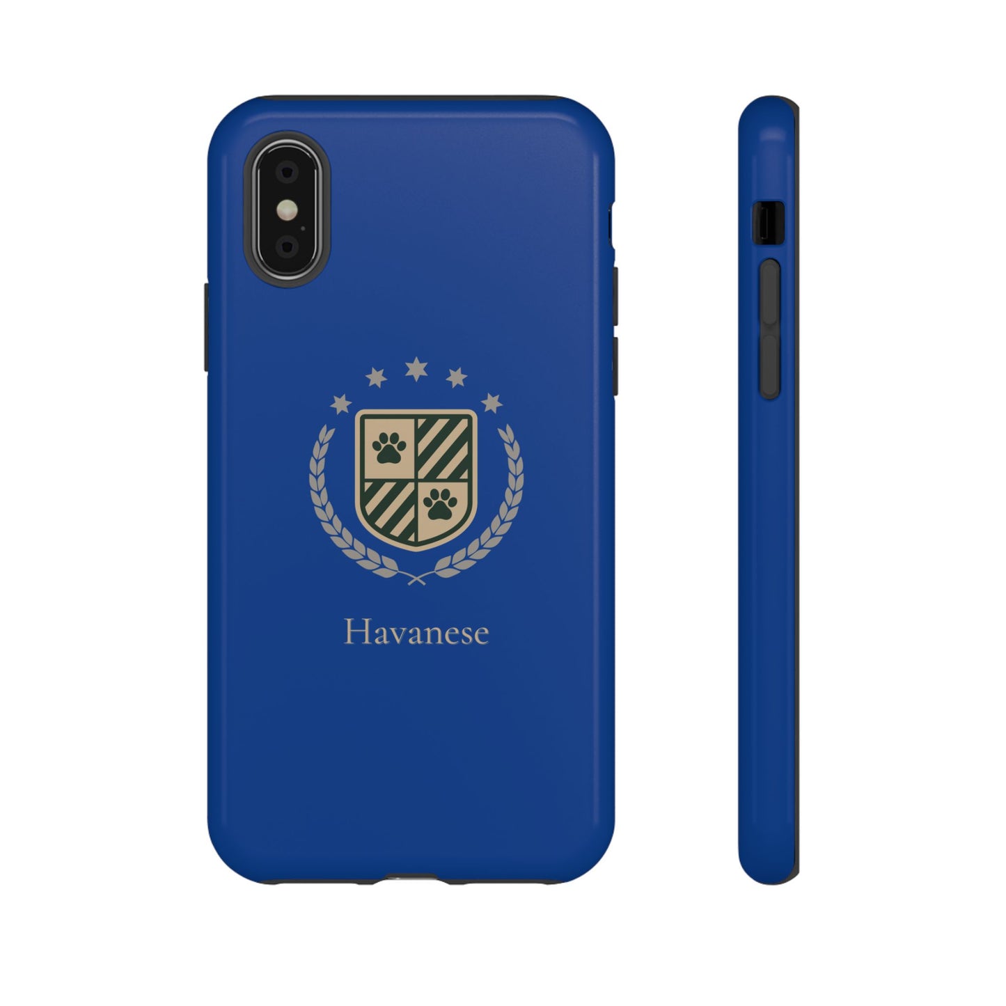 Havanese Crest Tough Phone Case — Durable Blue Protective Cover with Paw Print Shield