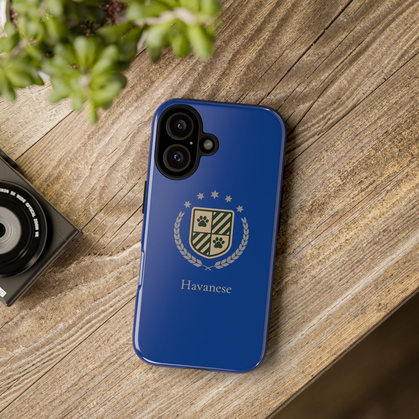 Havanese Crest Tough Phone Case — Durable Blue Protective Cover with Paw Print Shield