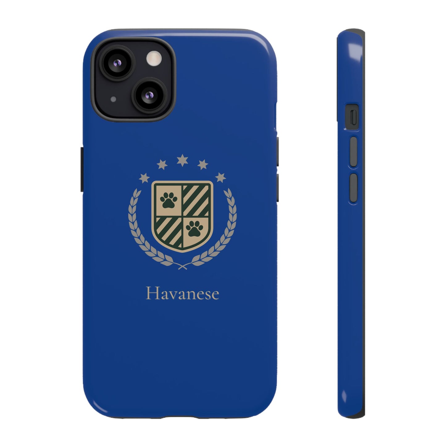 Havanese Crest Tough Phone Case — Durable Blue Protective Cover with Paw Print Shield