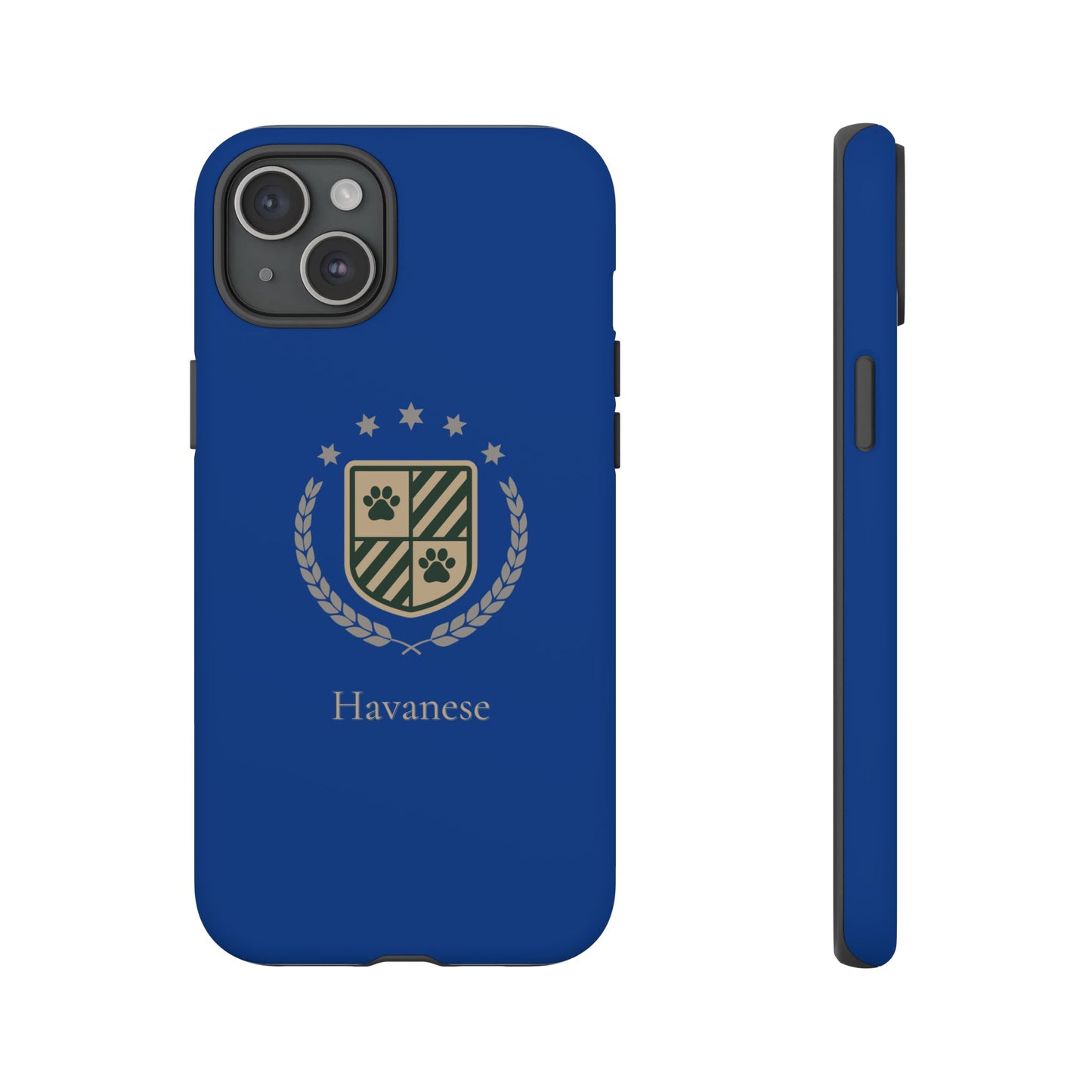 Havanese Crest Tough Phone Case — Durable Blue Protective Cover with Paw Print Shield