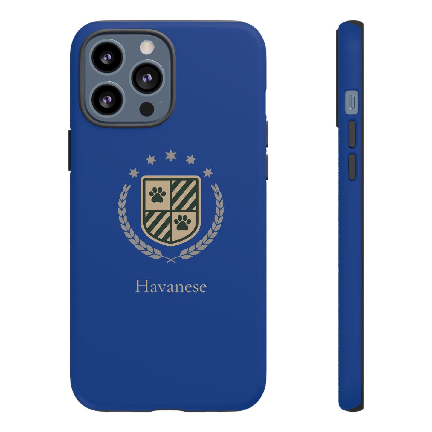 Havanese Crest Tough Phone Case — Durable Blue Protective Cover with Paw Print Shield
