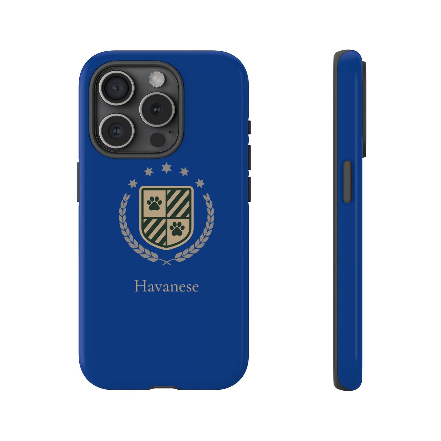 Havanese Crest Tough Phone Case — Durable Blue Protective Cover with Paw Print Shield