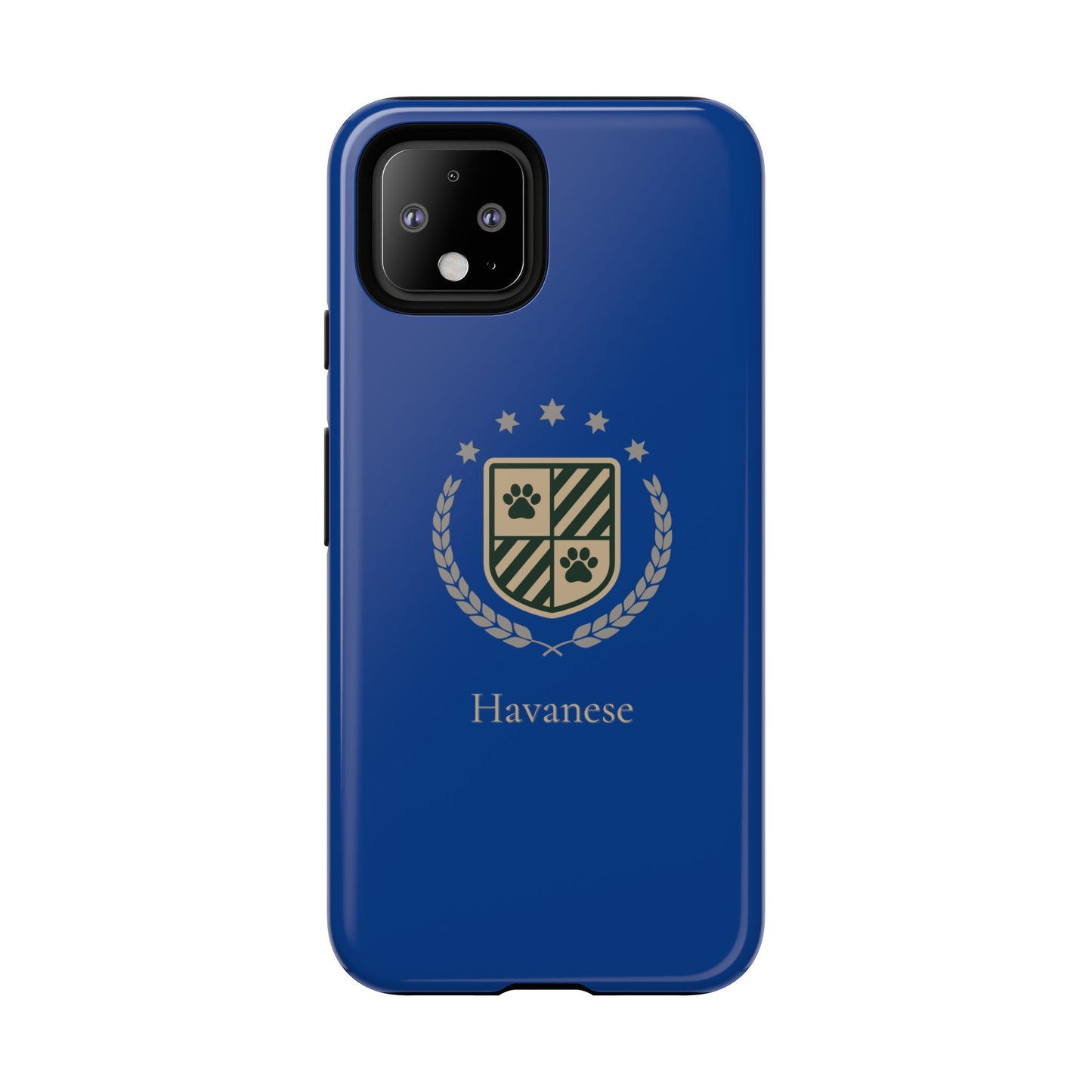 Havanese Crest Tough Phone Case — Durable Blue Protective Cover with Paw Print Shield
