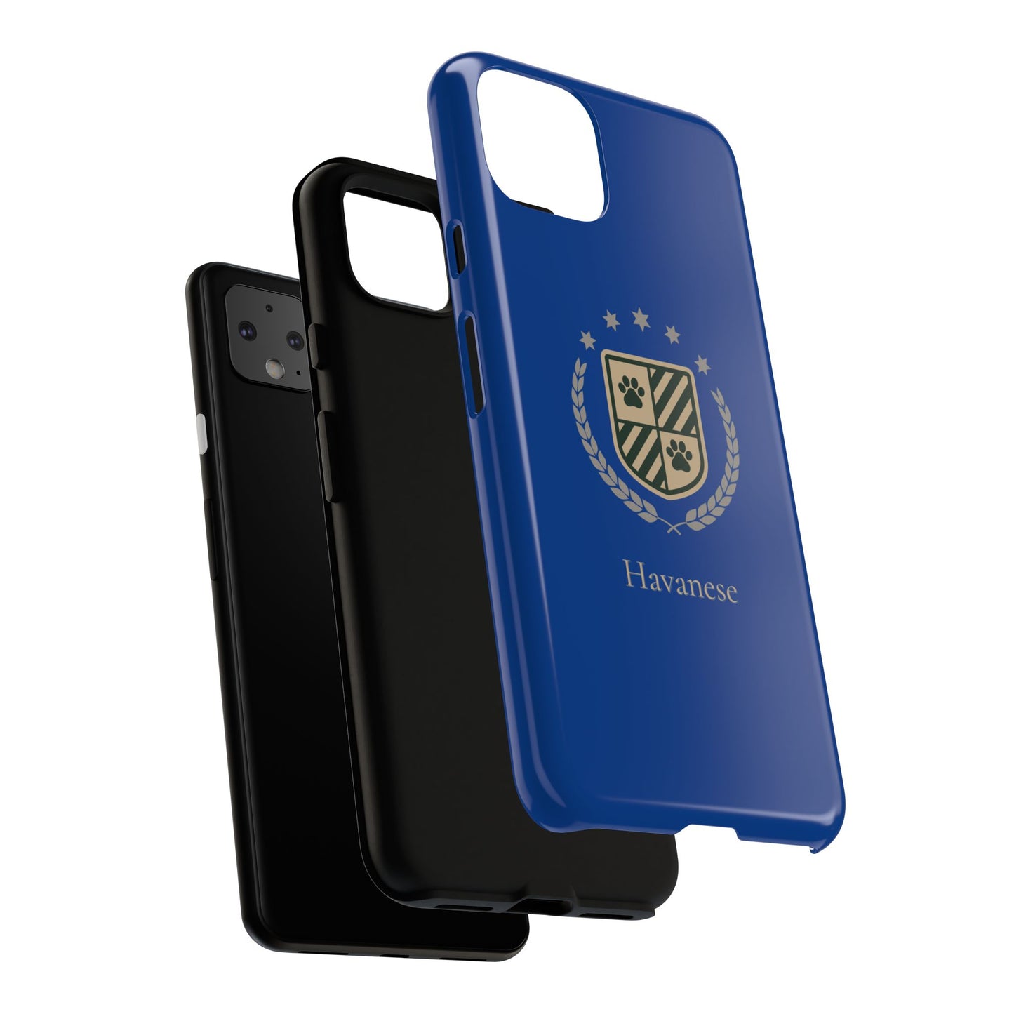 Havanese Crest Tough Phone Case — Durable Blue Protective Cover with Paw Print Shield