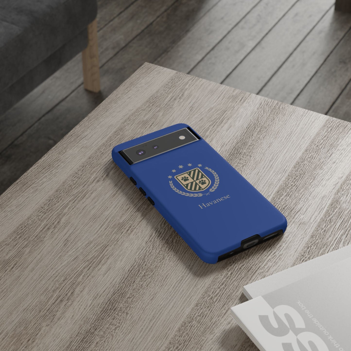 Havanese Crest Tough Phone Case — Durable Blue Protective Cover with Paw Print Shield