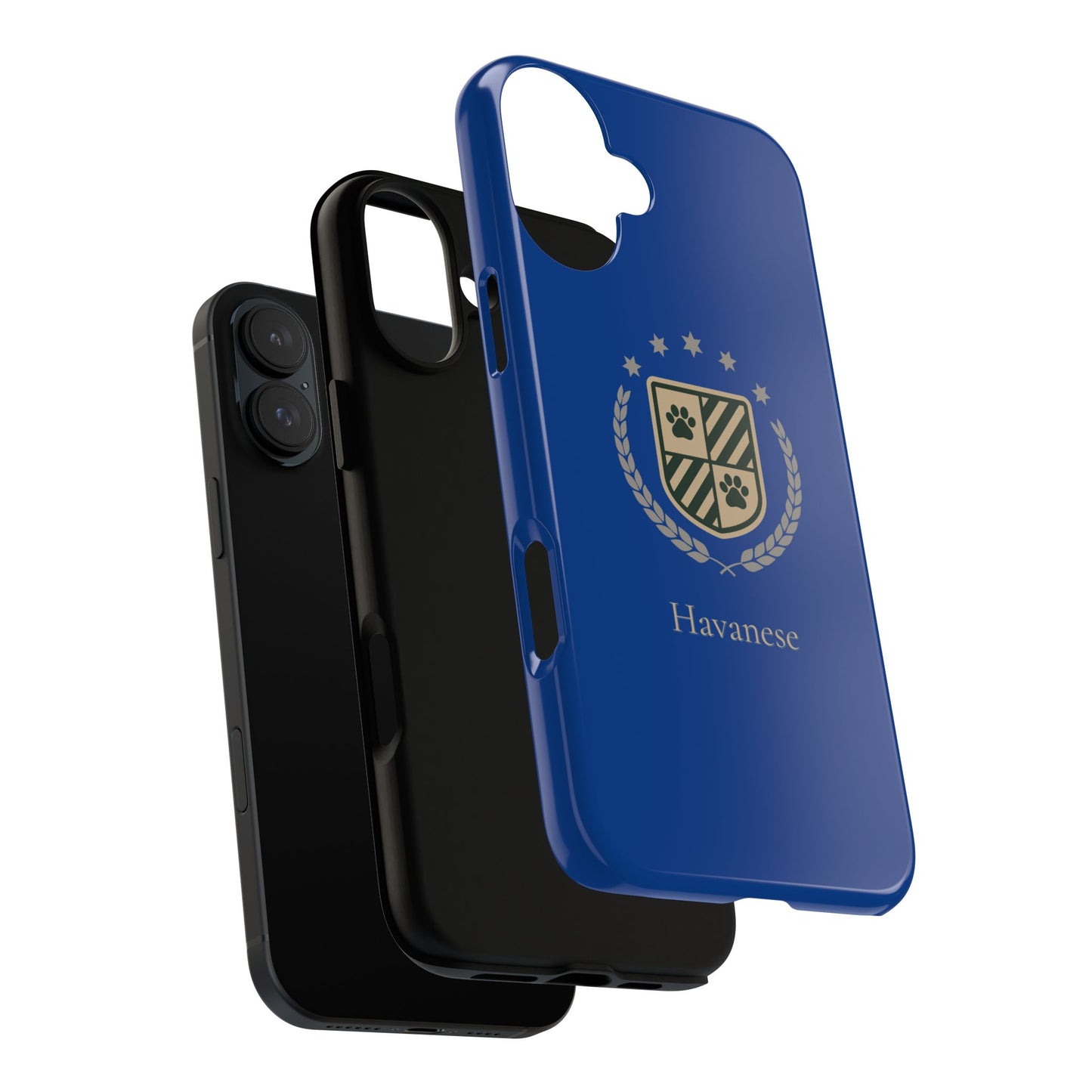 Havanese Crest Tough Phone Case — Durable Blue Protective Cover with Paw Print Shield