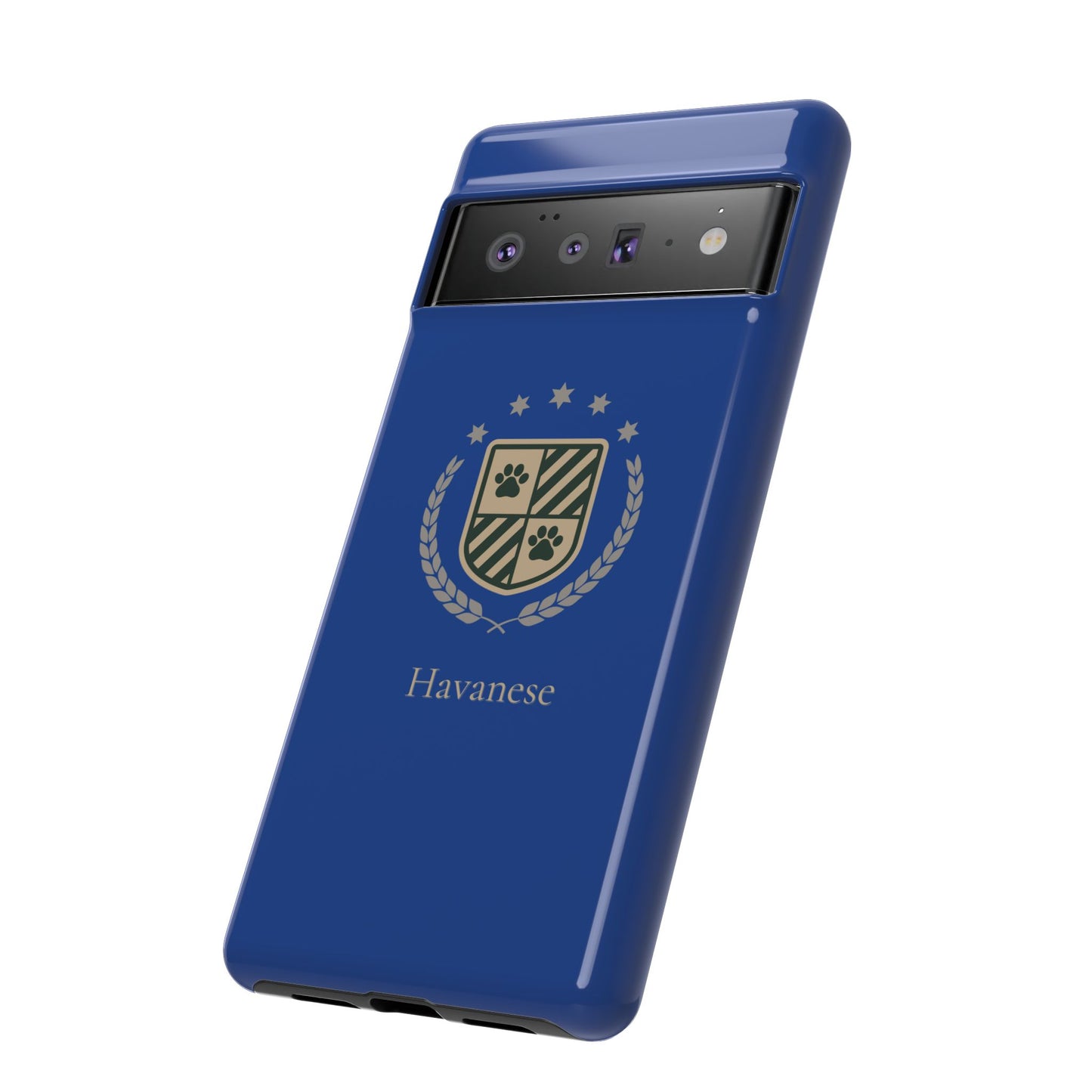 Havanese Crest Tough Phone Case — Durable Blue Protective Cover with Paw Print Shield
