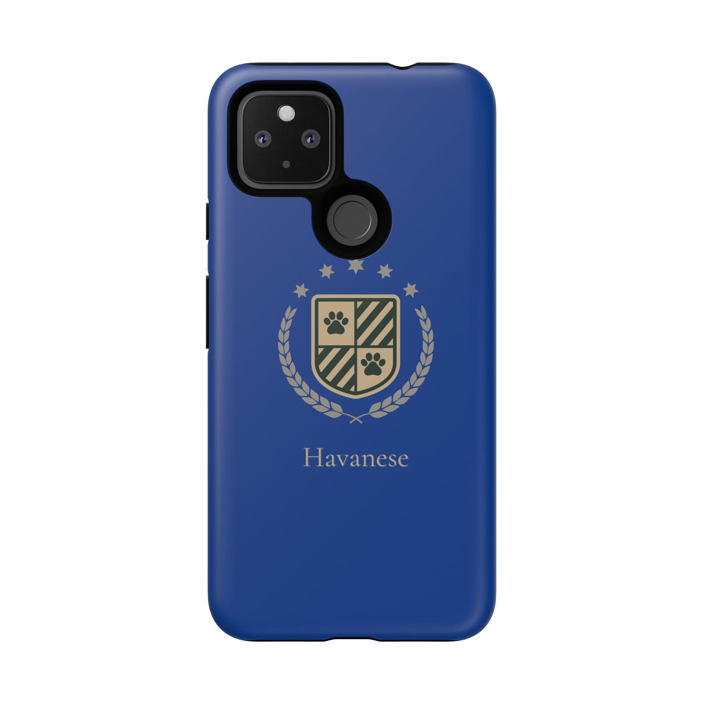Havanese Crest Tough Phone Case — Durable Blue Protective Cover with Paw Print Shield