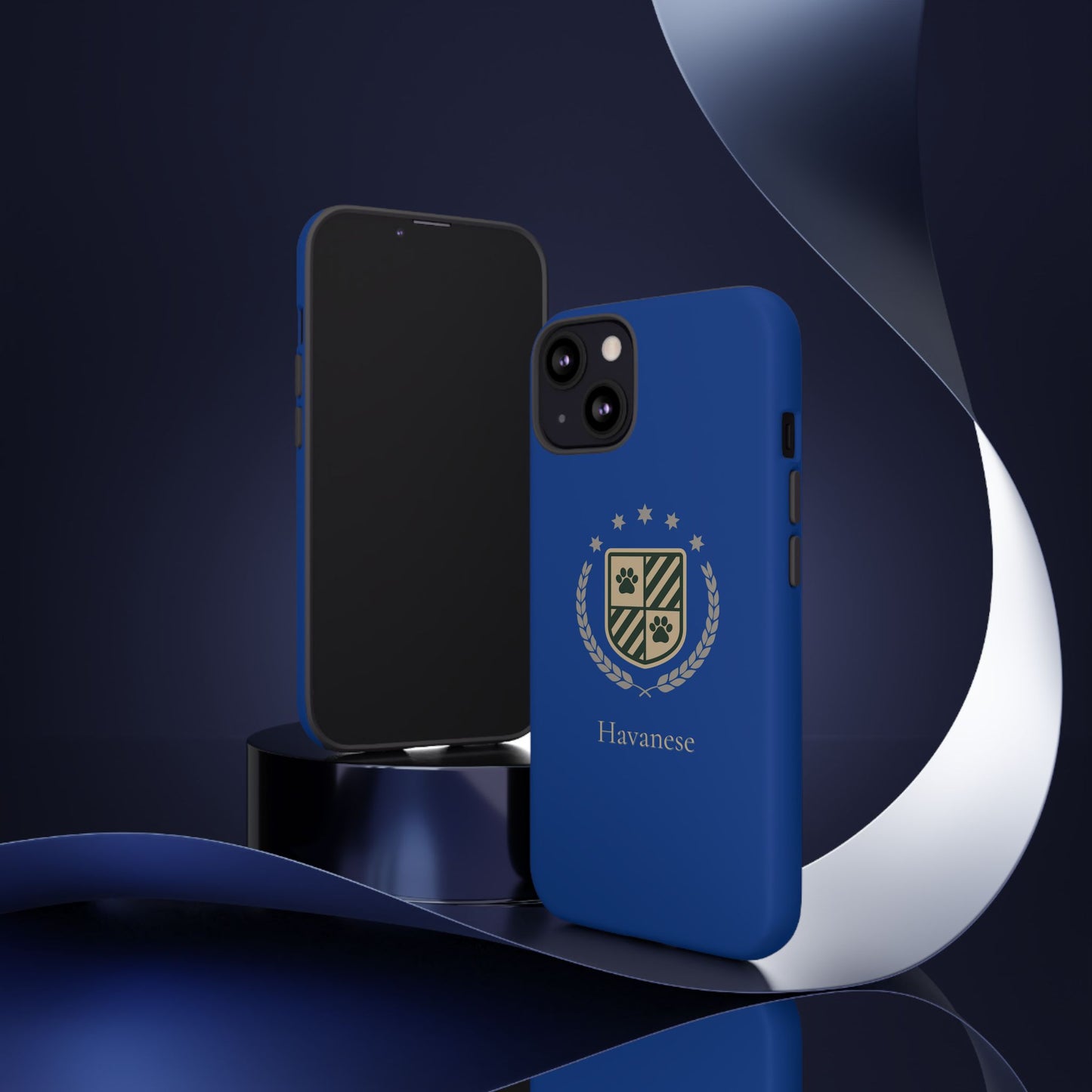 Havanese Crest Tough Phone Case — Durable Blue Protective Cover with Paw Print Shield