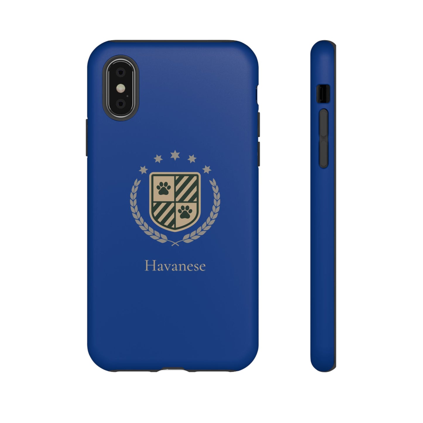Havanese Crest Tough Phone Case — Durable Blue Protective Cover with Paw Print Shield