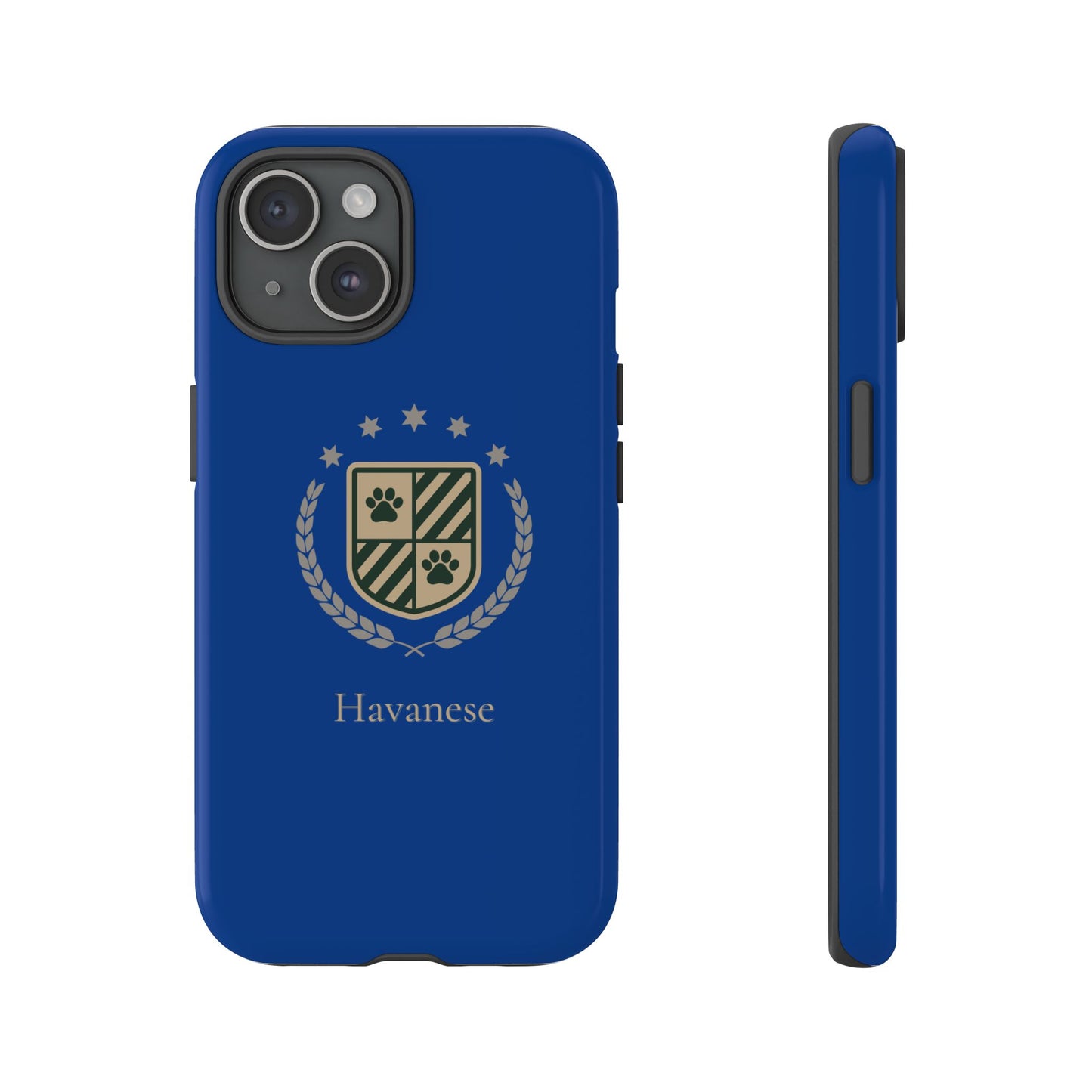 Havanese Crest Tough Phone Case — Durable Blue Protective Cover with Paw Print Shield