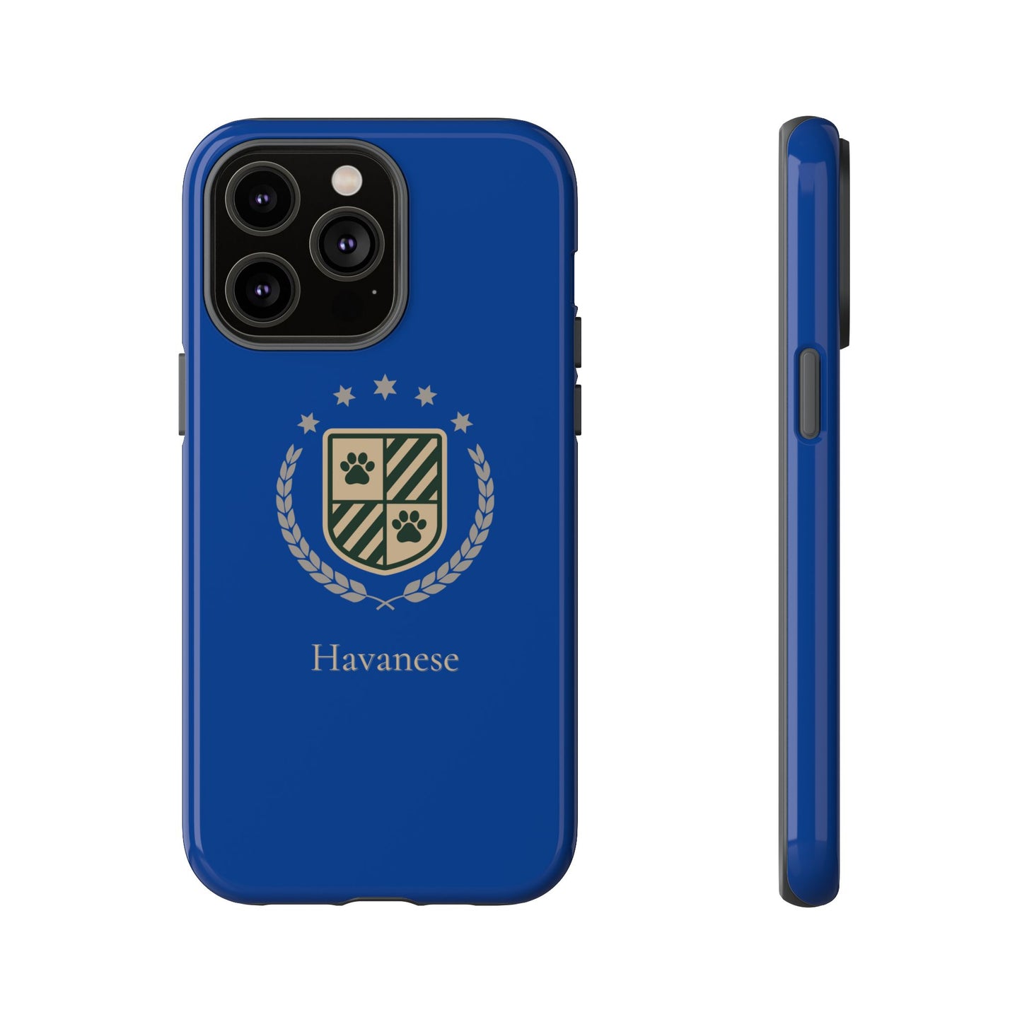 Havanese Crest Tough Phone Case — Durable Blue Protective Cover with Paw Print Shield
