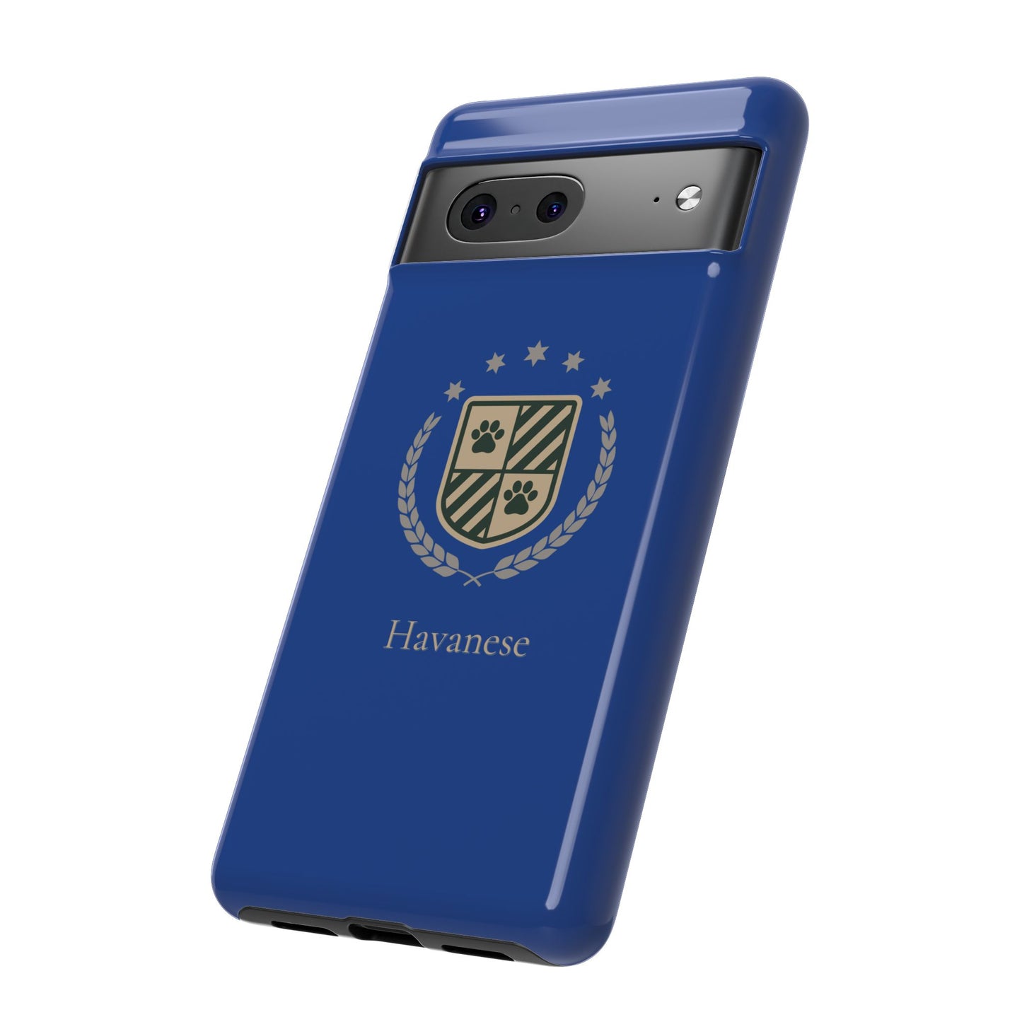 Havanese Crest Tough Phone Case — Durable Blue Protective Cover with Paw Print Shield