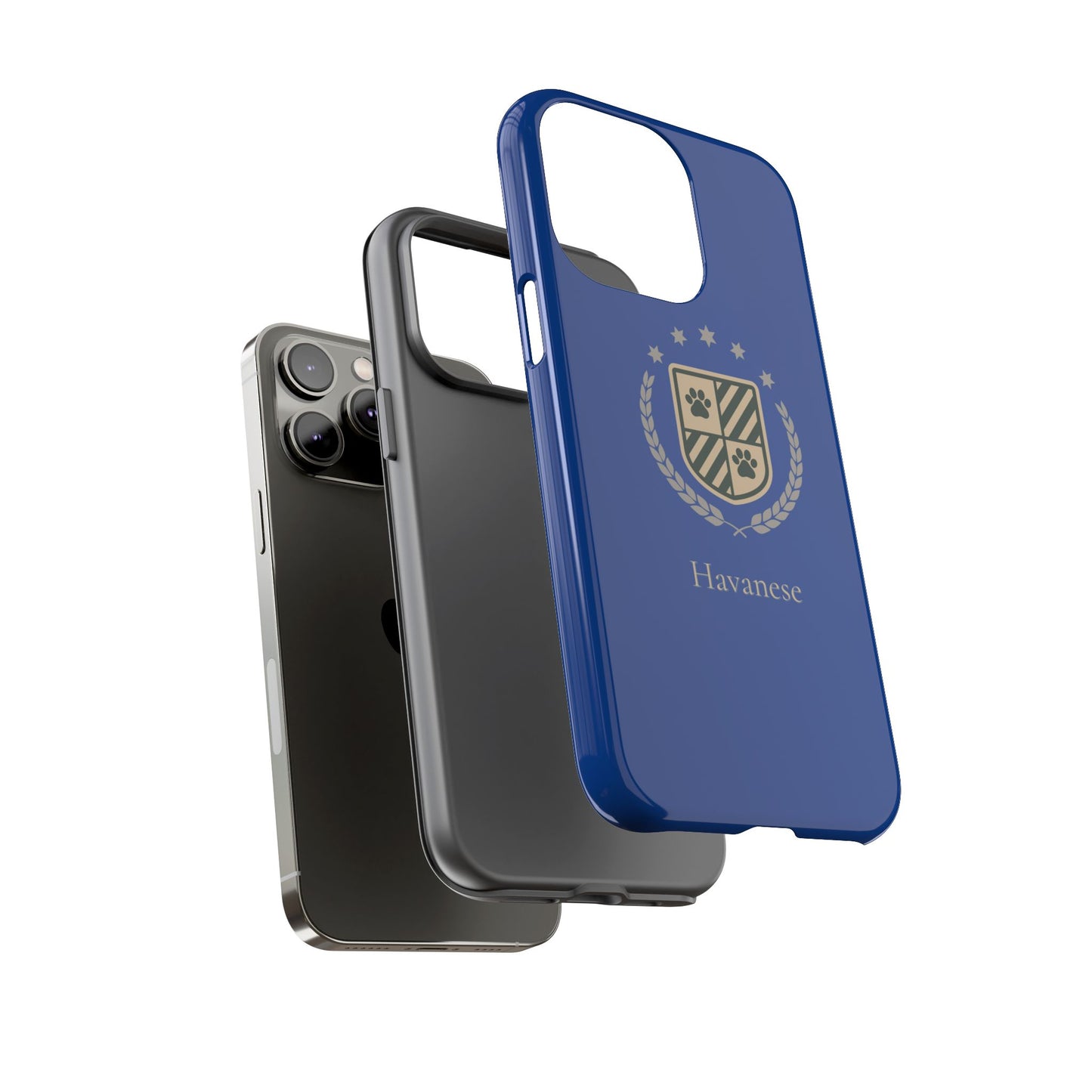 Havanese Crest Tough Phone Case — Durable Blue Protective Cover with Paw Print Shield