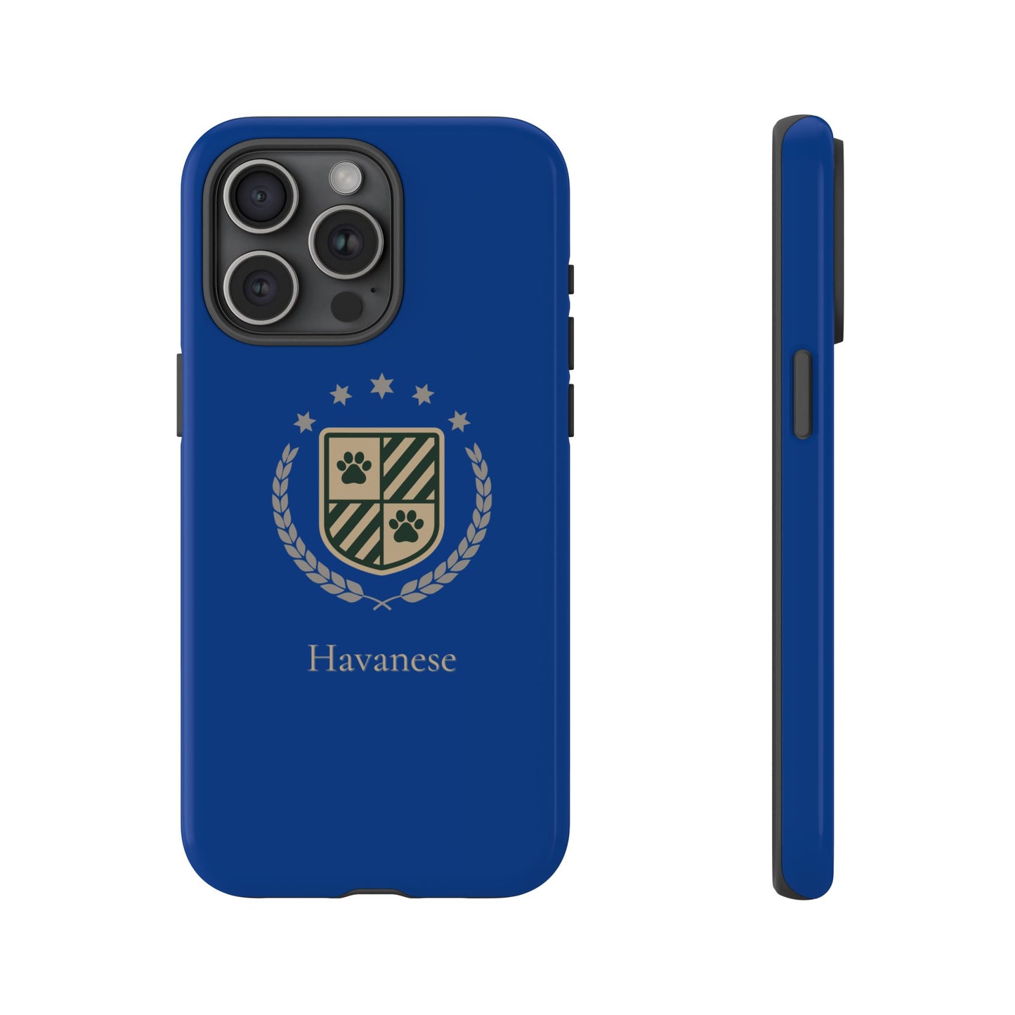 Havanese Crest Tough Phone Case — Durable Blue Protective Cover with Paw Print Shield